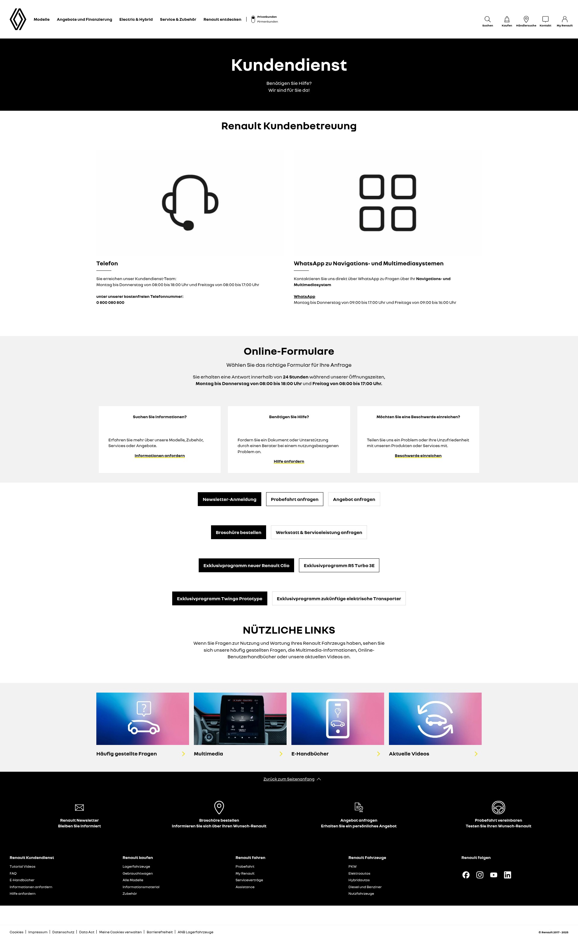 Screenshot of webforms.renault.at