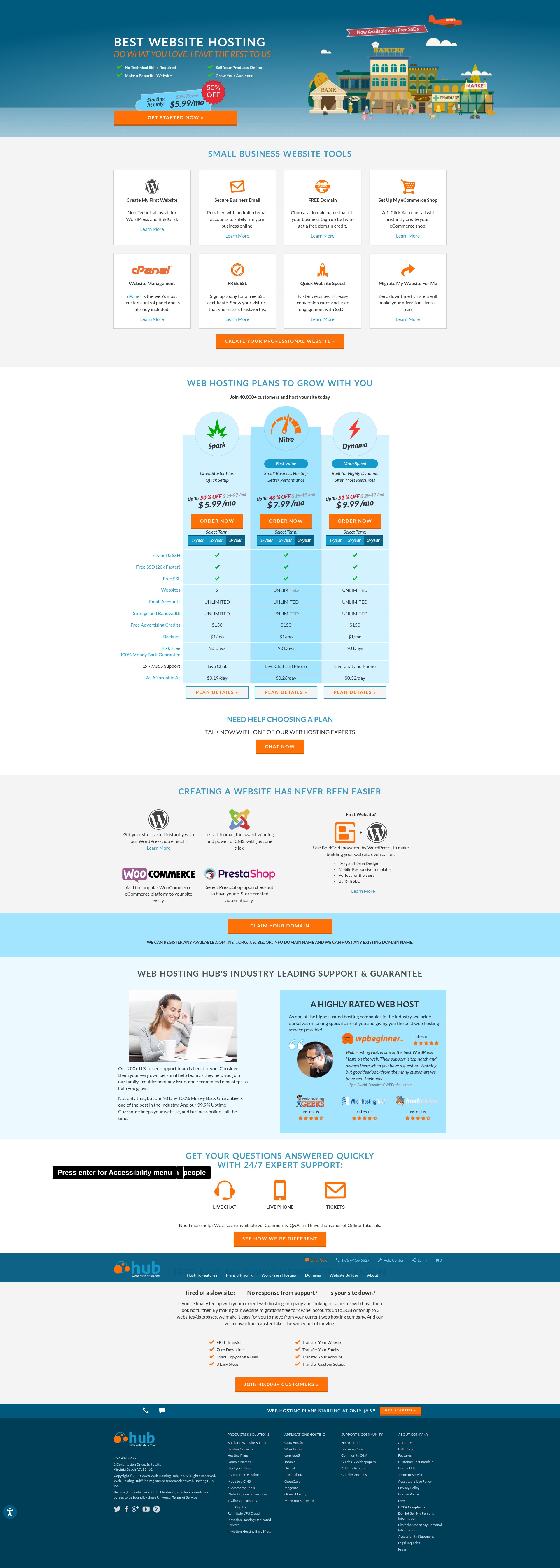 Screenshot of webhostinghub.com