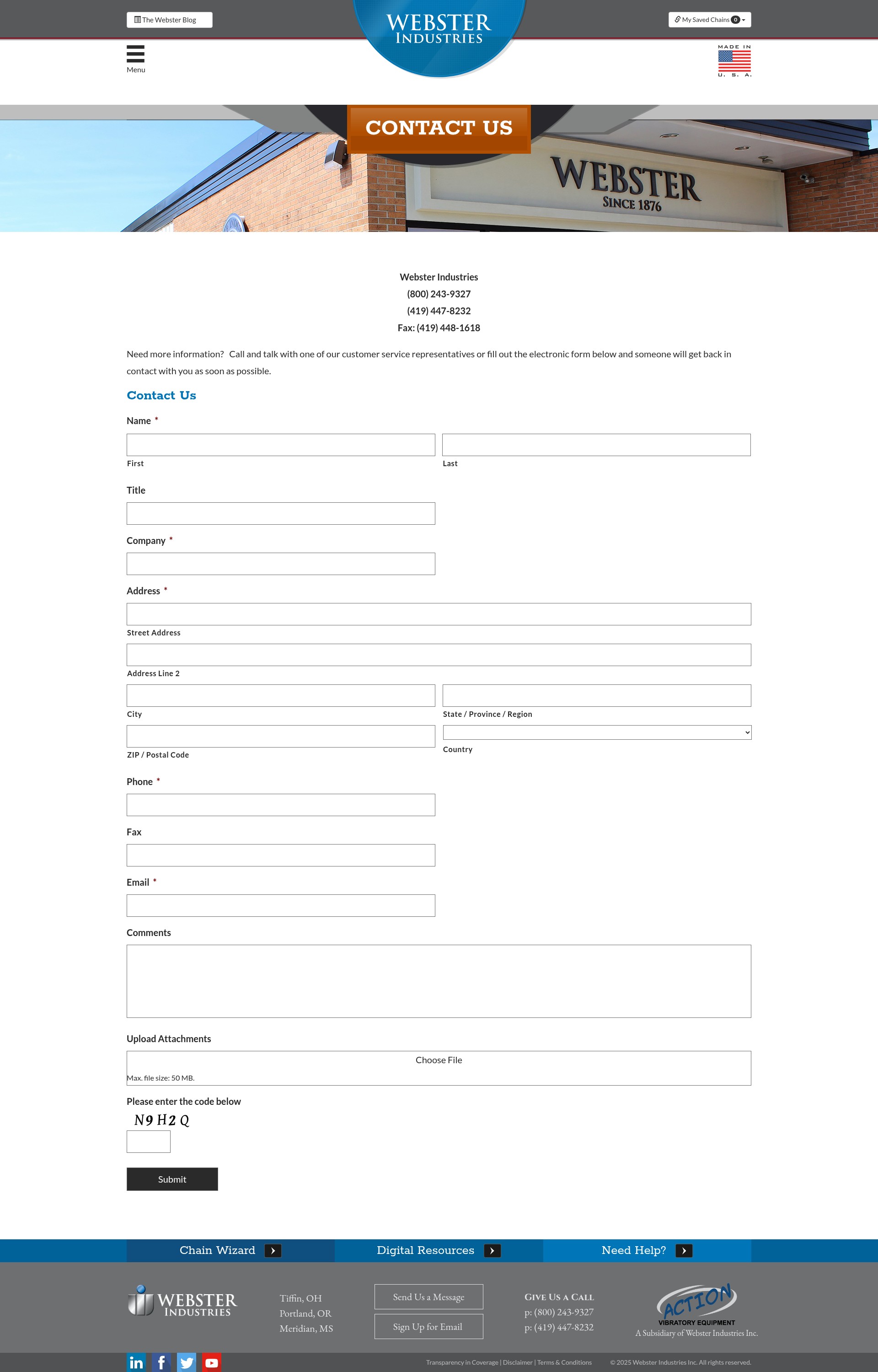 Screenshot of websterchain.com