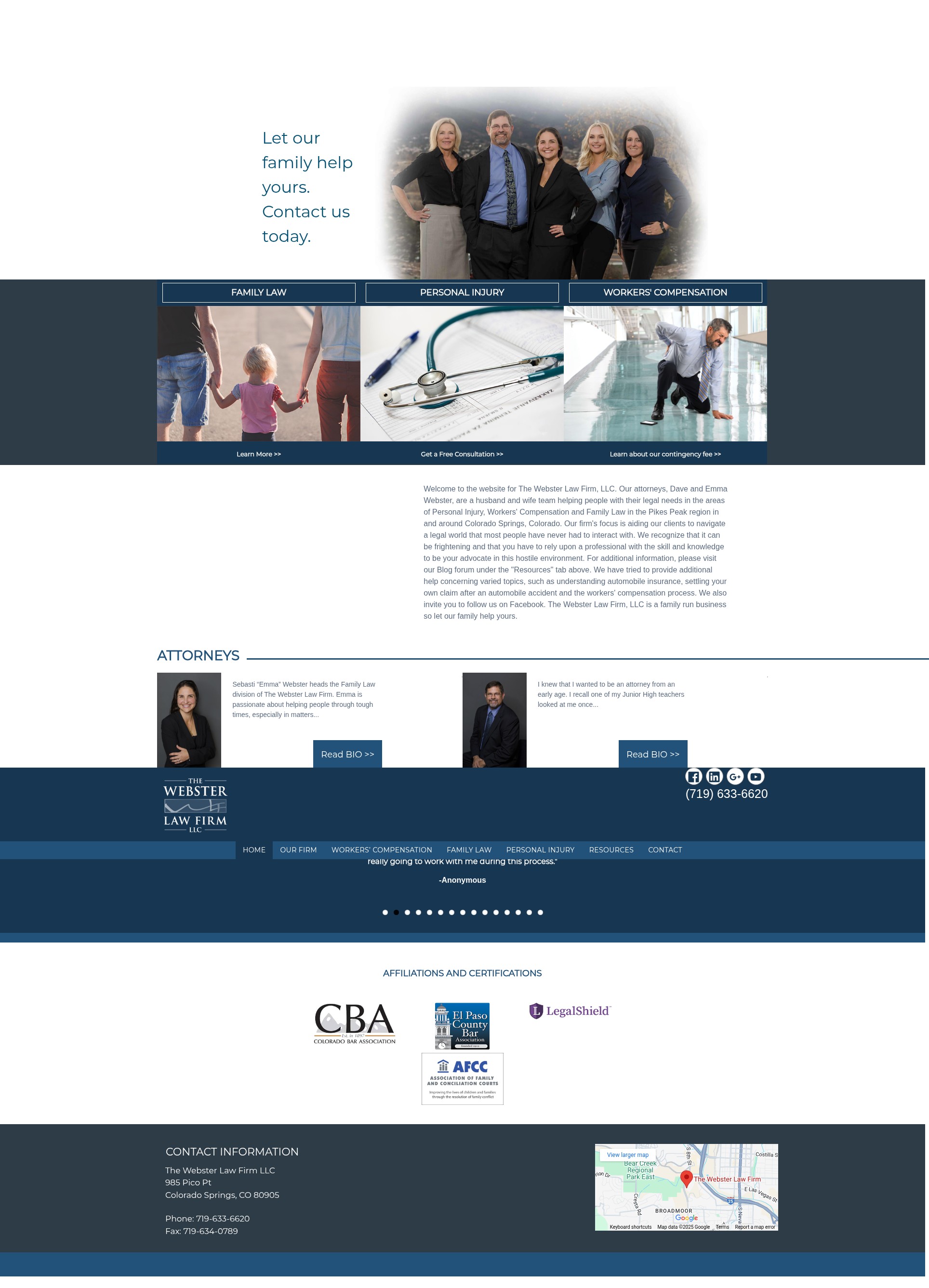Screenshot of websterlawfirmllc.com