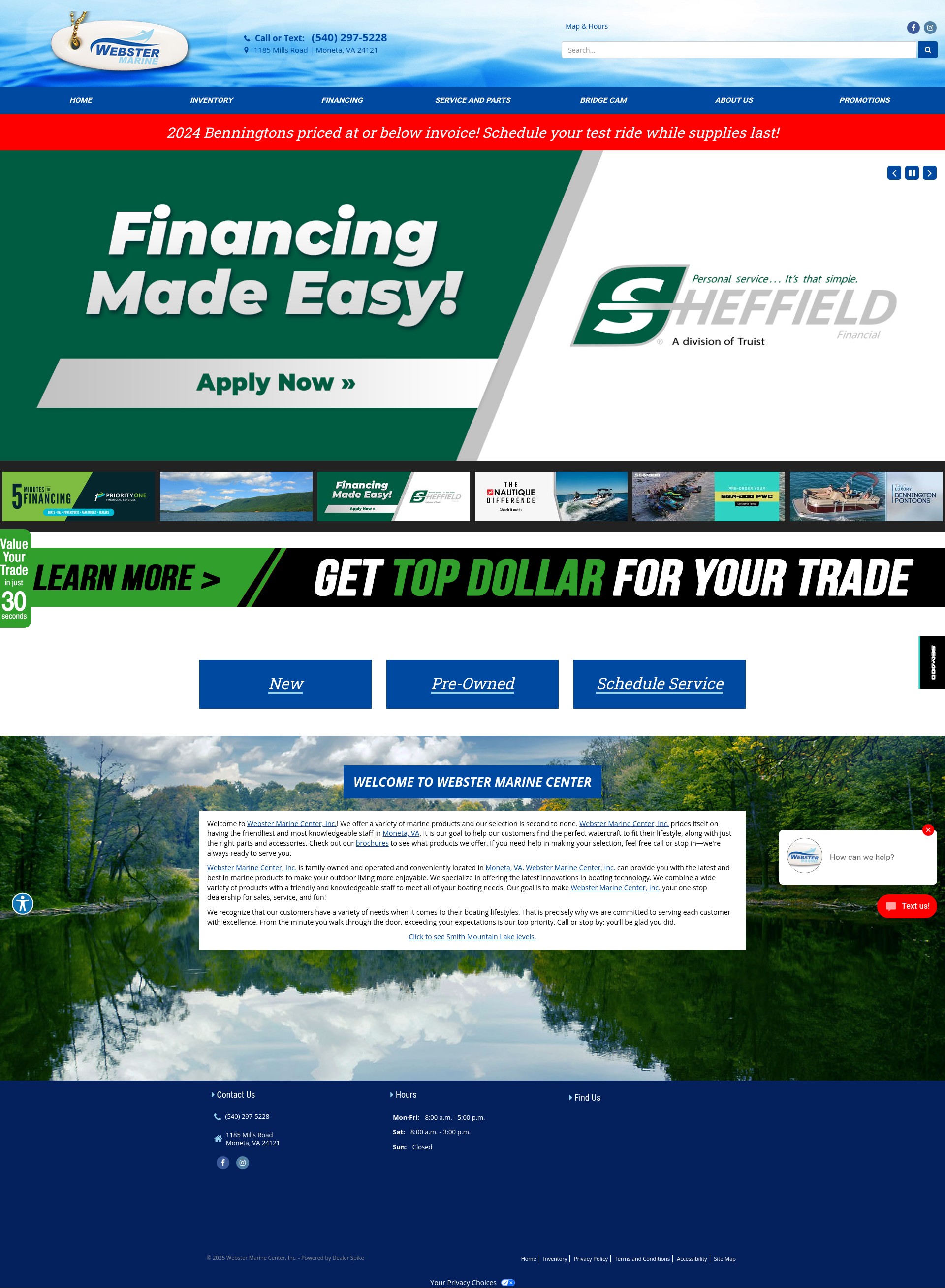 Screenshot of webstermarine.com