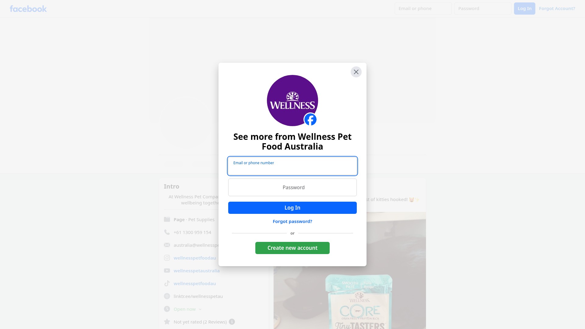 Screenshot of wellnesspetfood.com.au