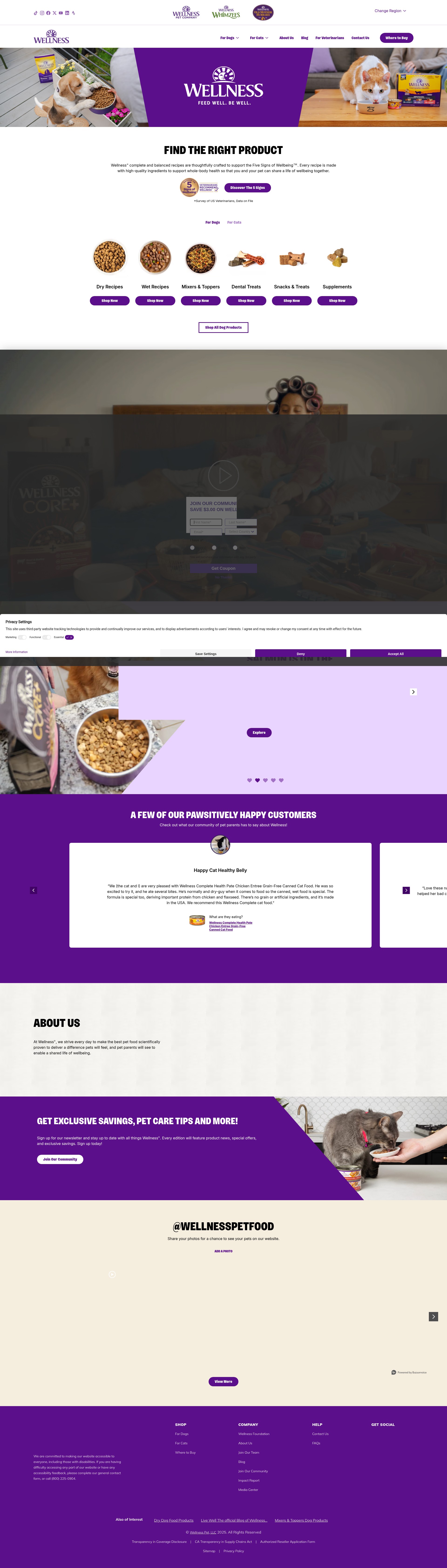 Screenshot of wellnesspetfood.com