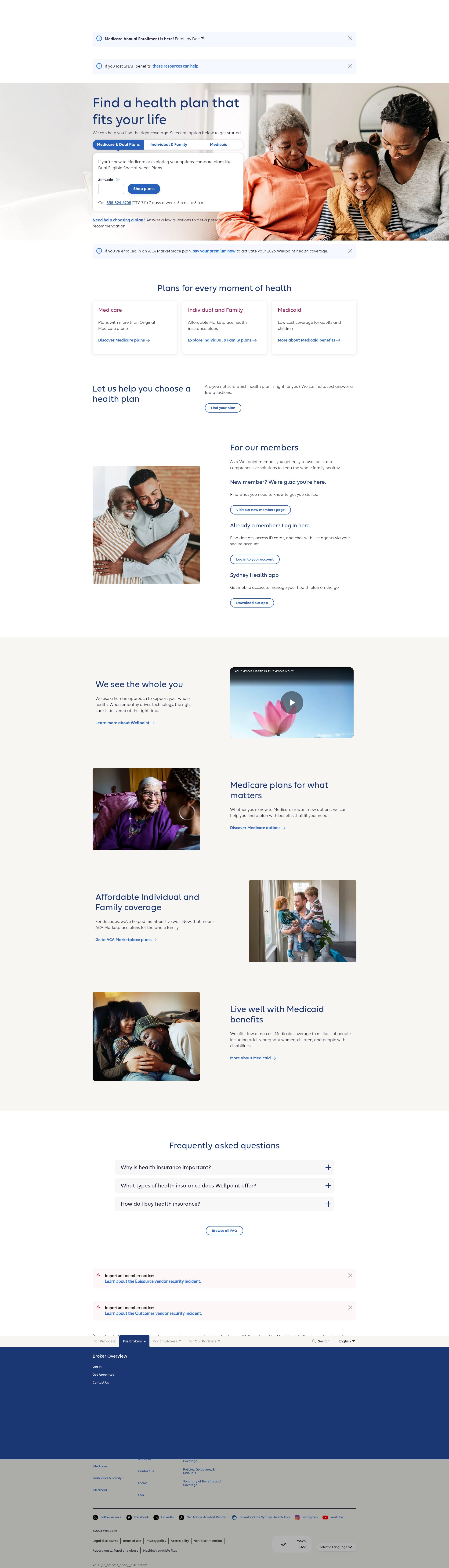 Screenshot of wellpoint.com