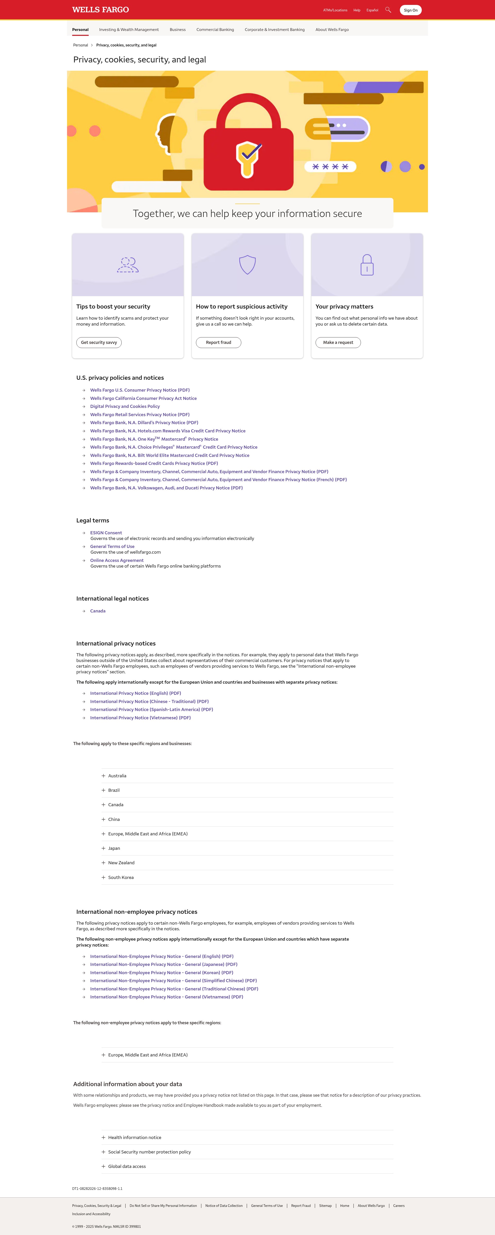 Screenshot of wellsfargo.com