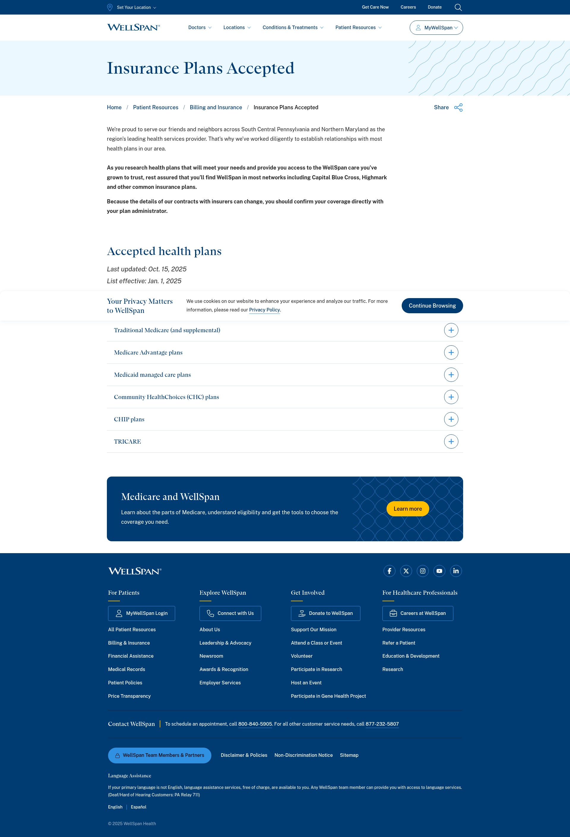 Screenshot of wellspan.org