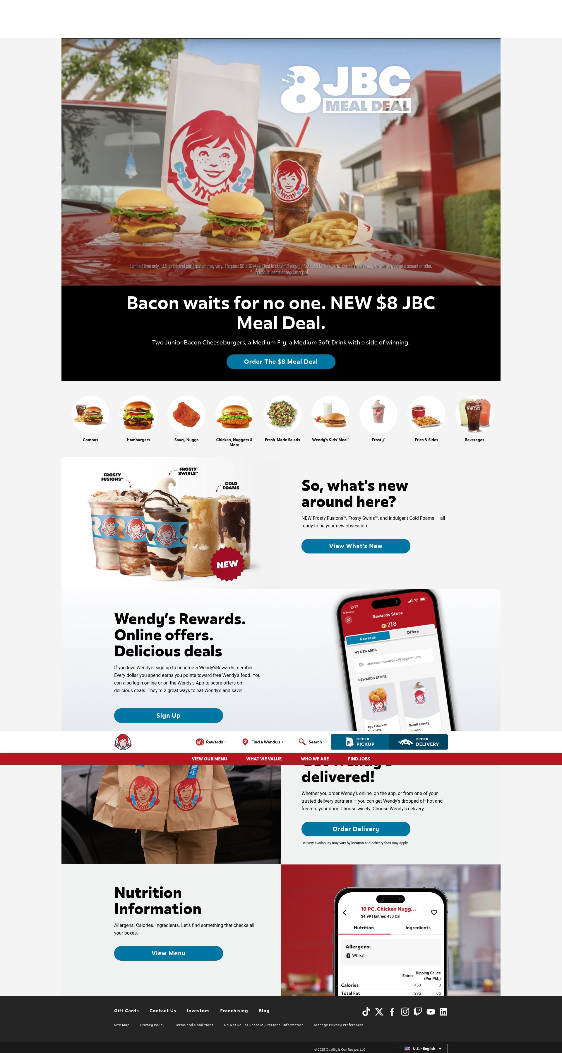 Screenshot of wendys.com