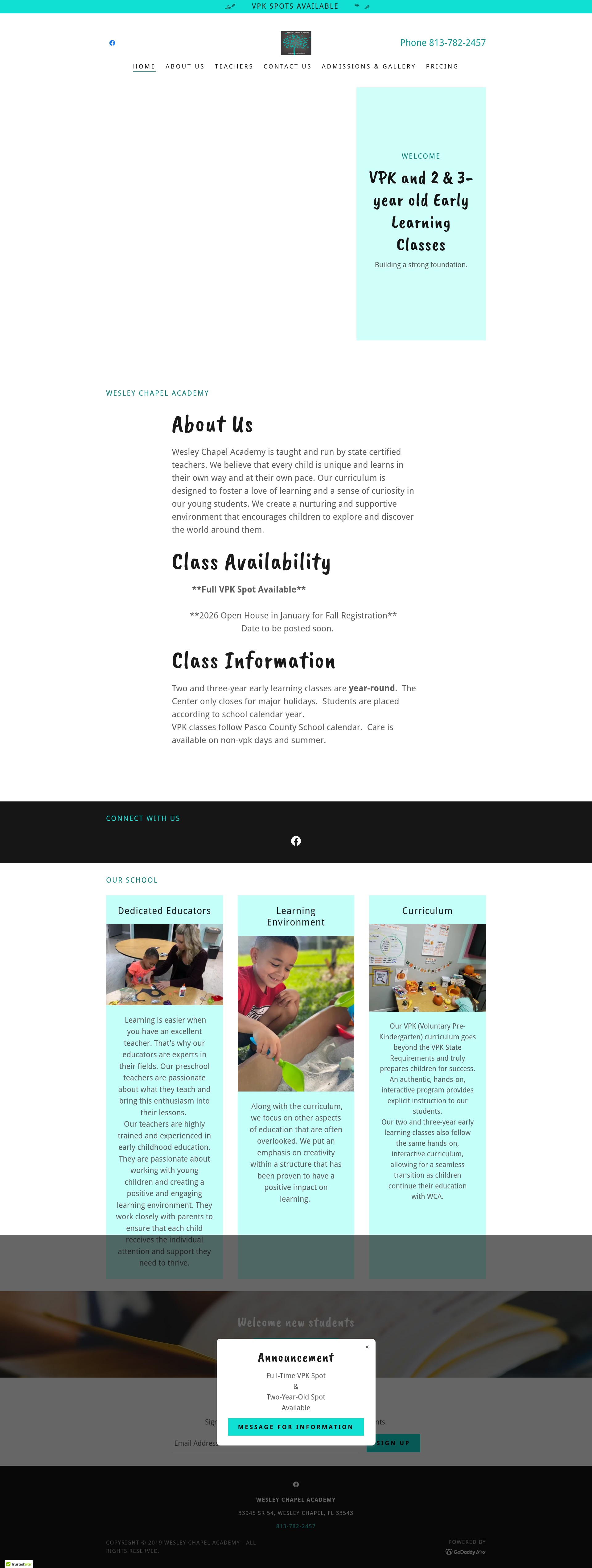 Screenshot of wesleychapelacademy.com