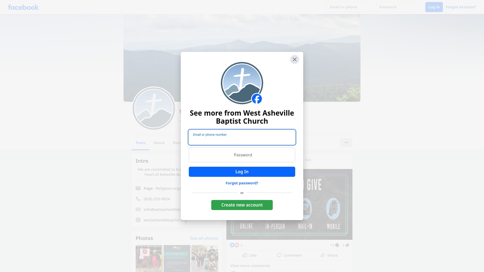 Screenshot of westashevillebaptist.org