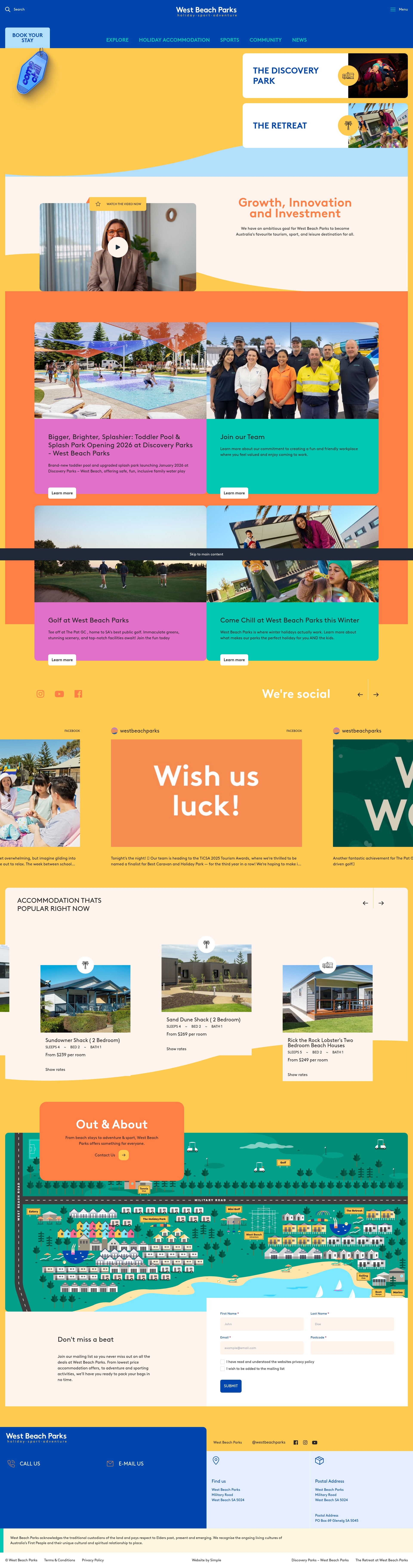 Screenshot of westbeachparks.com.au