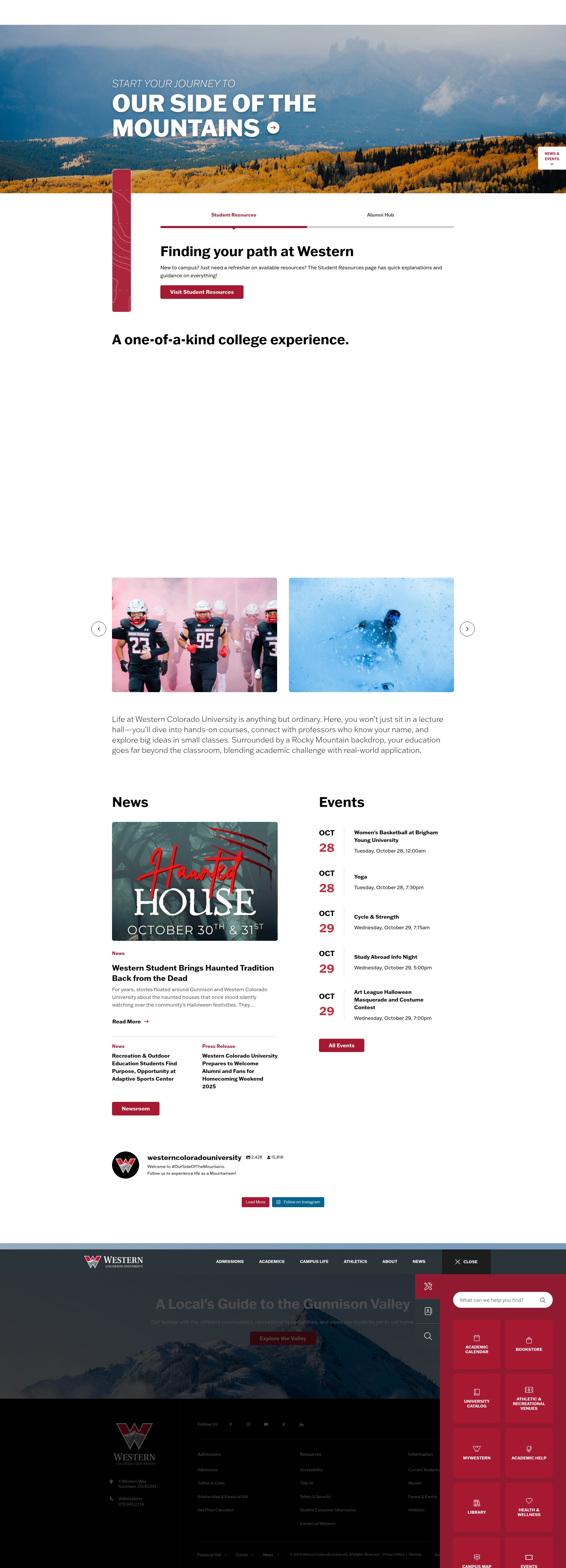 Screenshot of western.edu