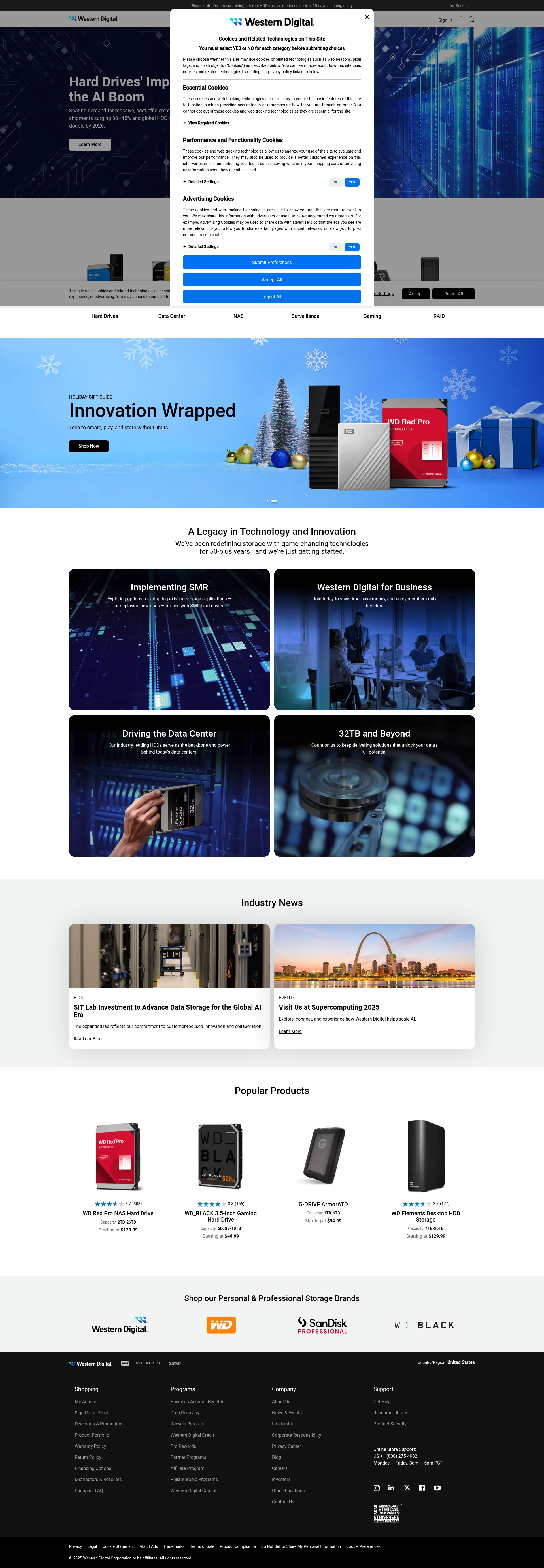 Screenshot of westerndigital.com