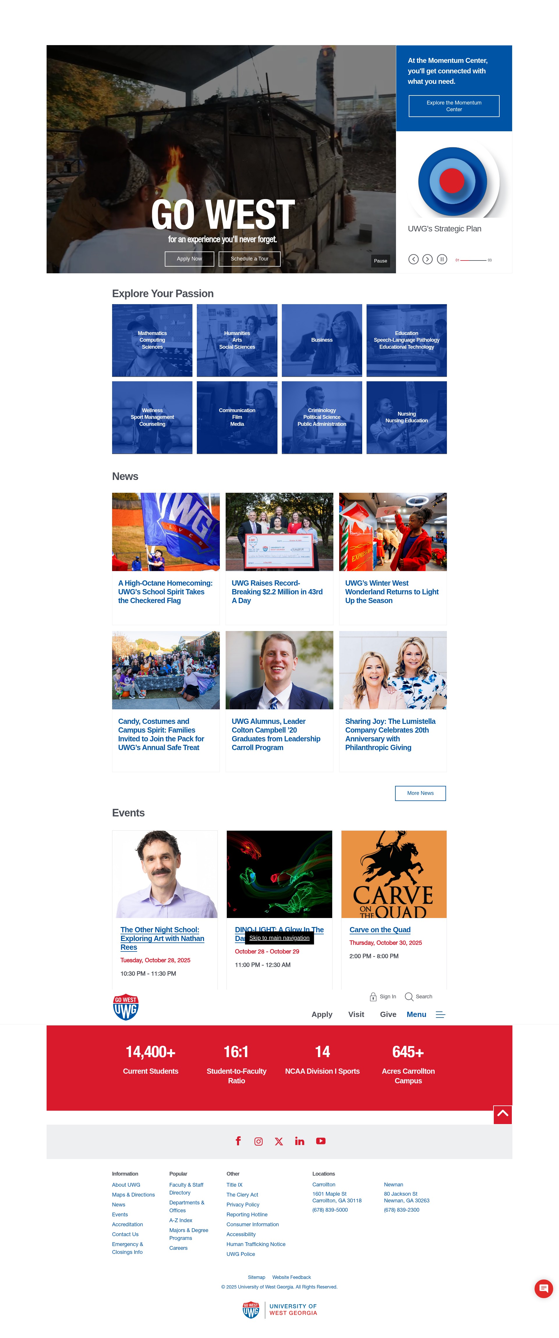 Screenshot of westga.edu