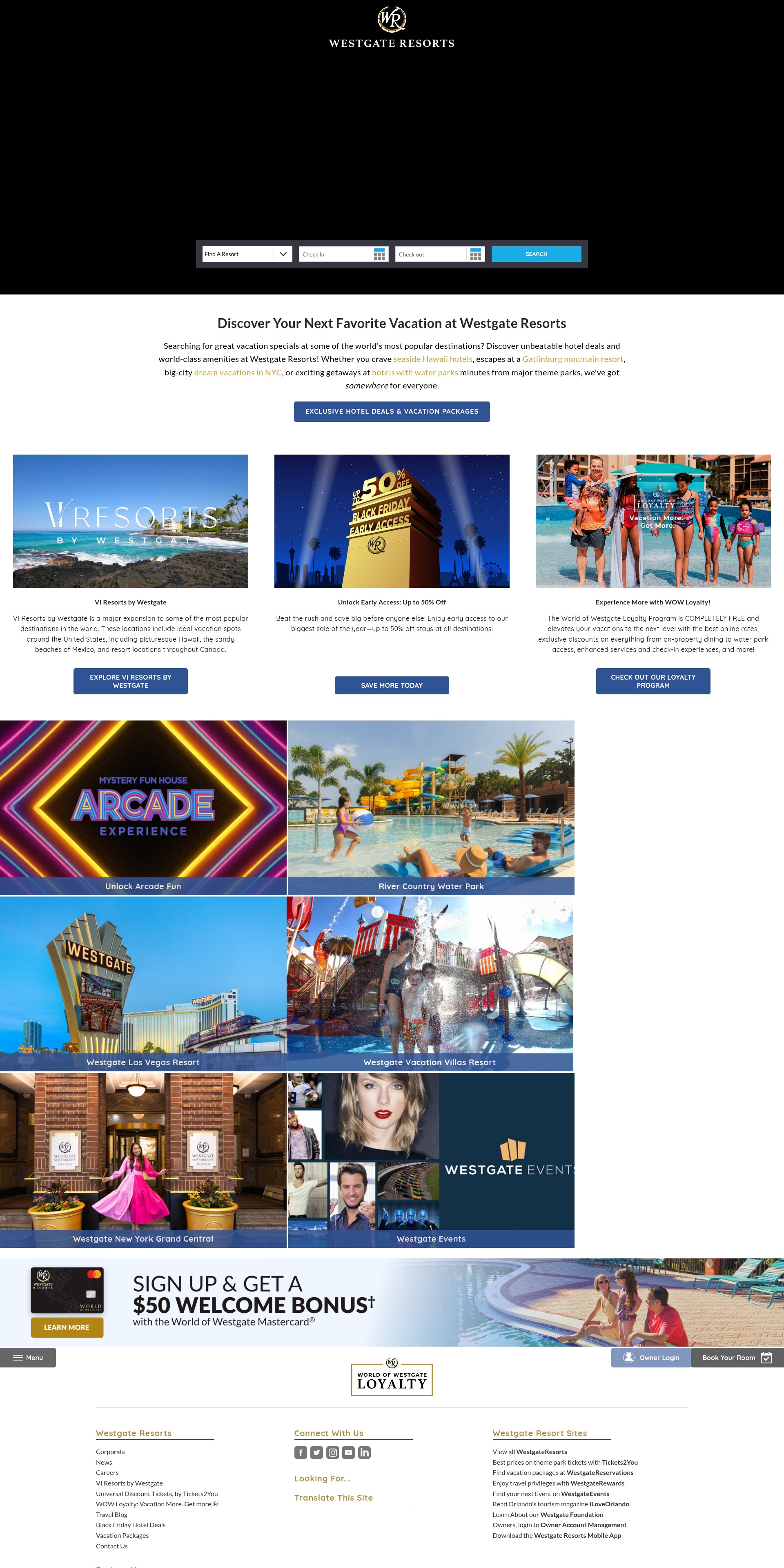 Screenshot of westgateresorts.com