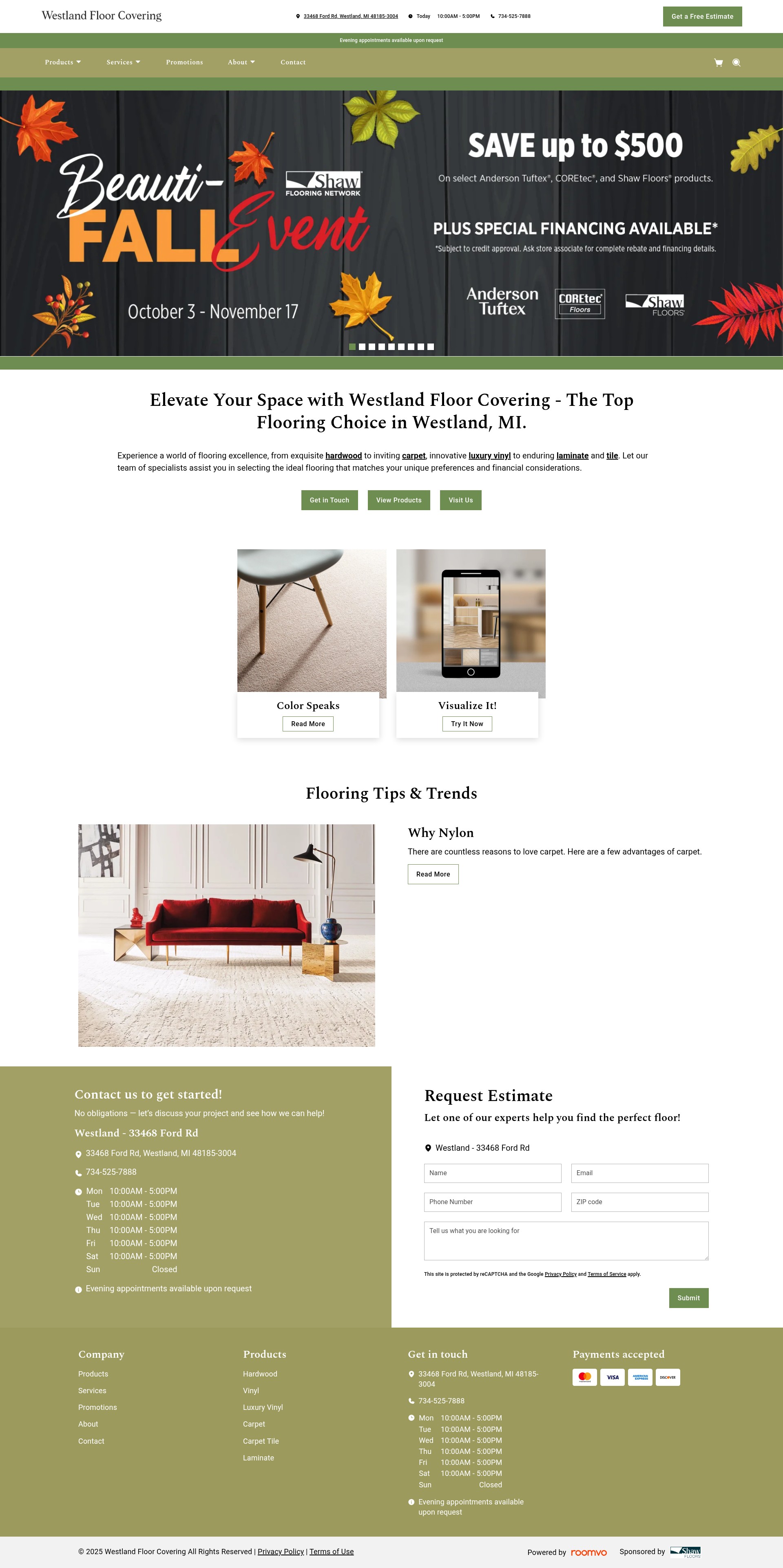 Screenshot of westlandfloors.com