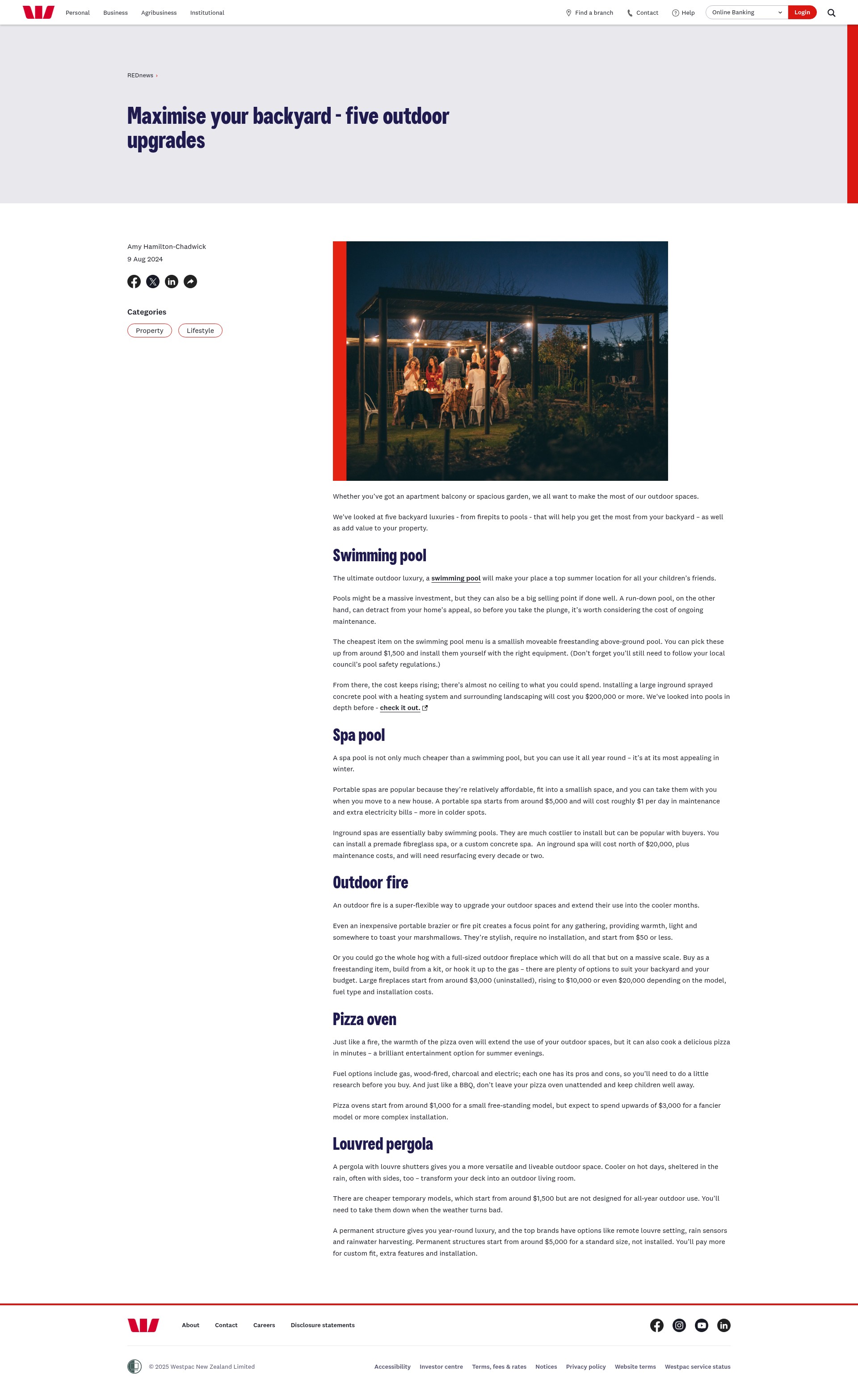 Screenshot of westpac.co.nz