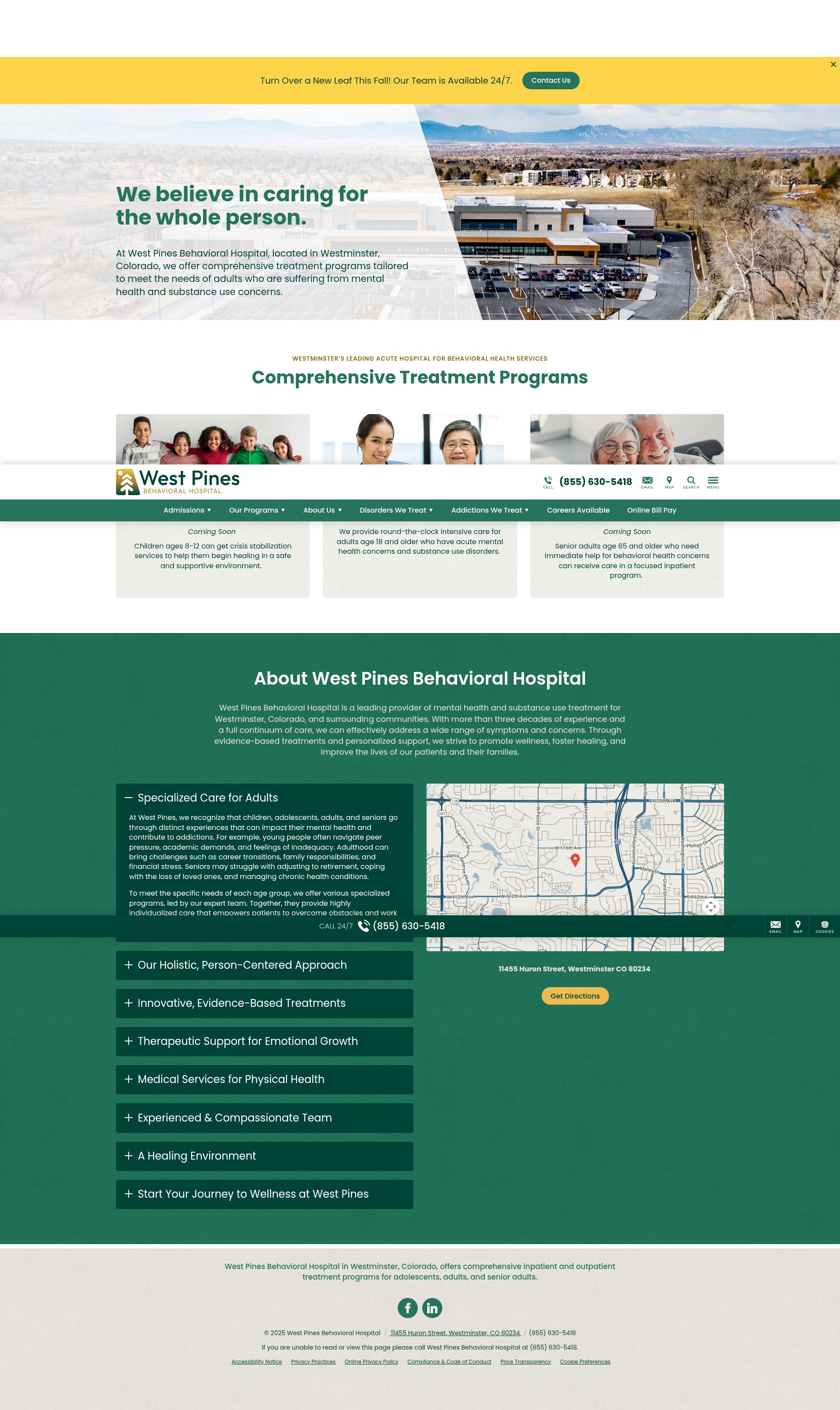 Screenshot of westpinesbehavioral.com