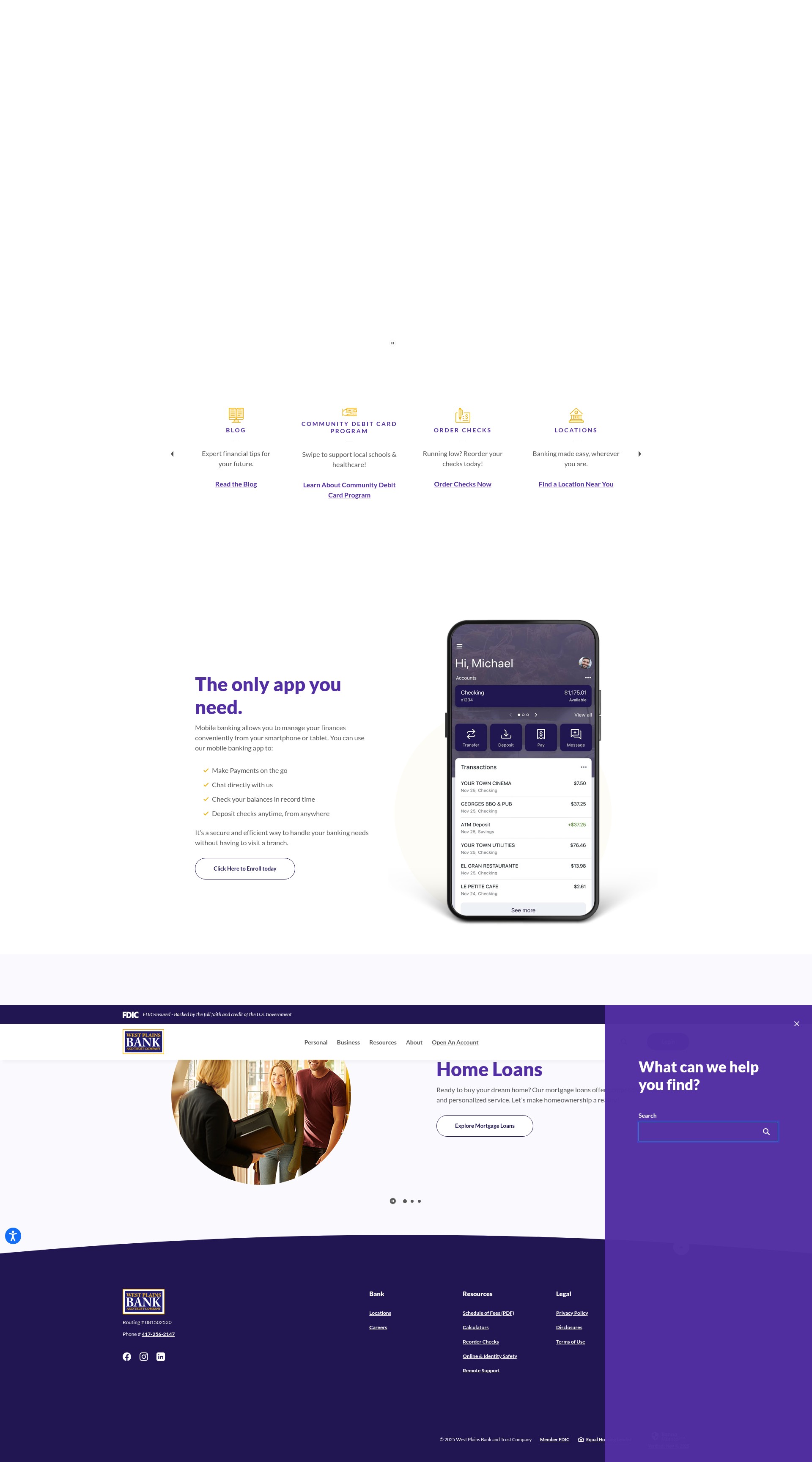 Screenshot of westplainsbank.com