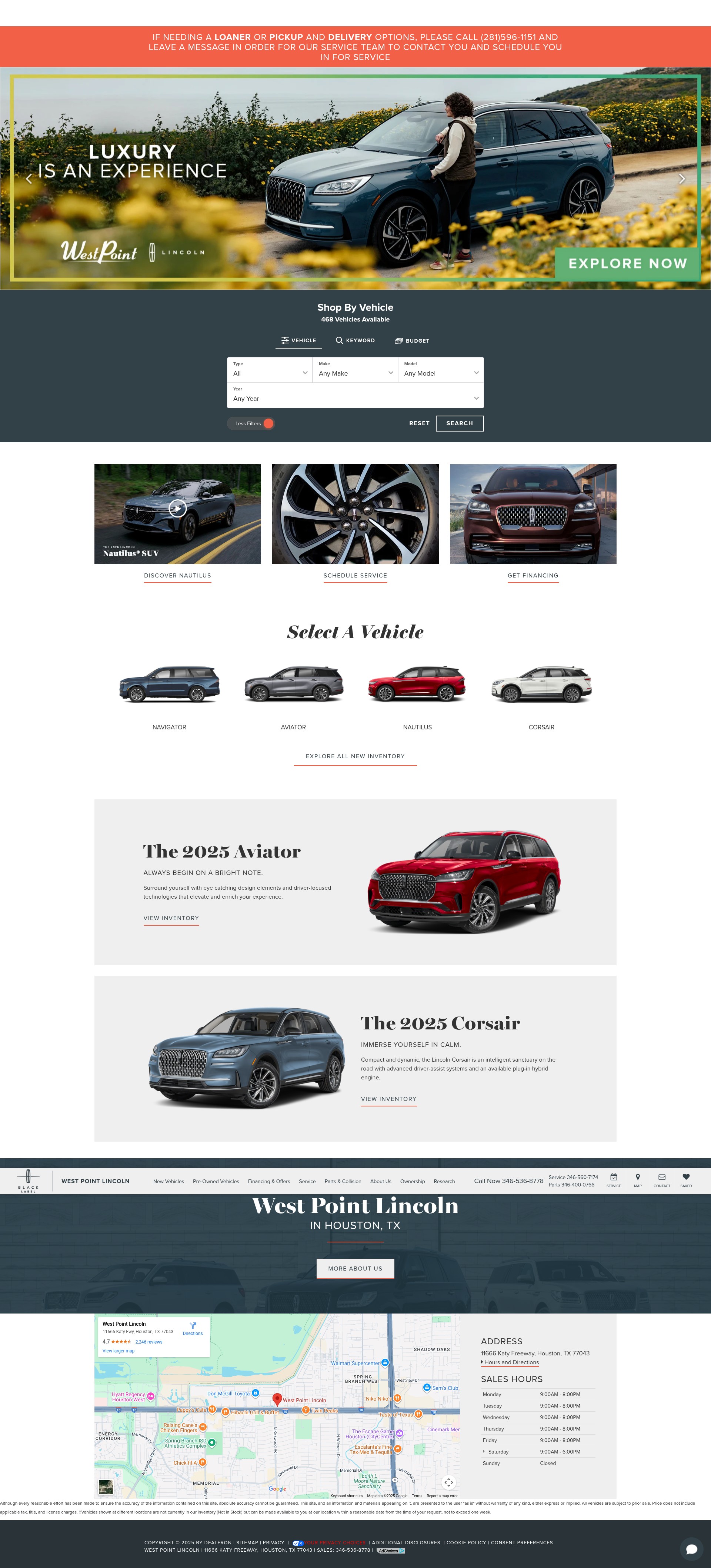 Screenshot of westpointlincolnofhouston.com