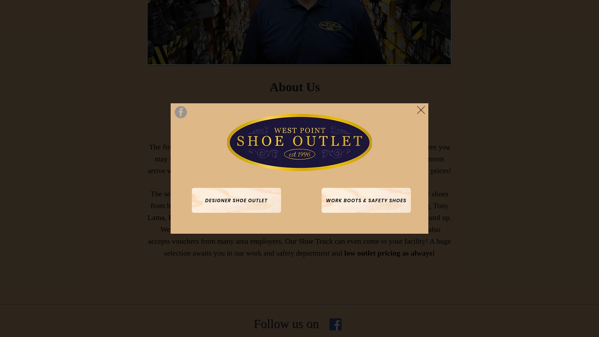 Screenshot of westpointshoeoutlet.com