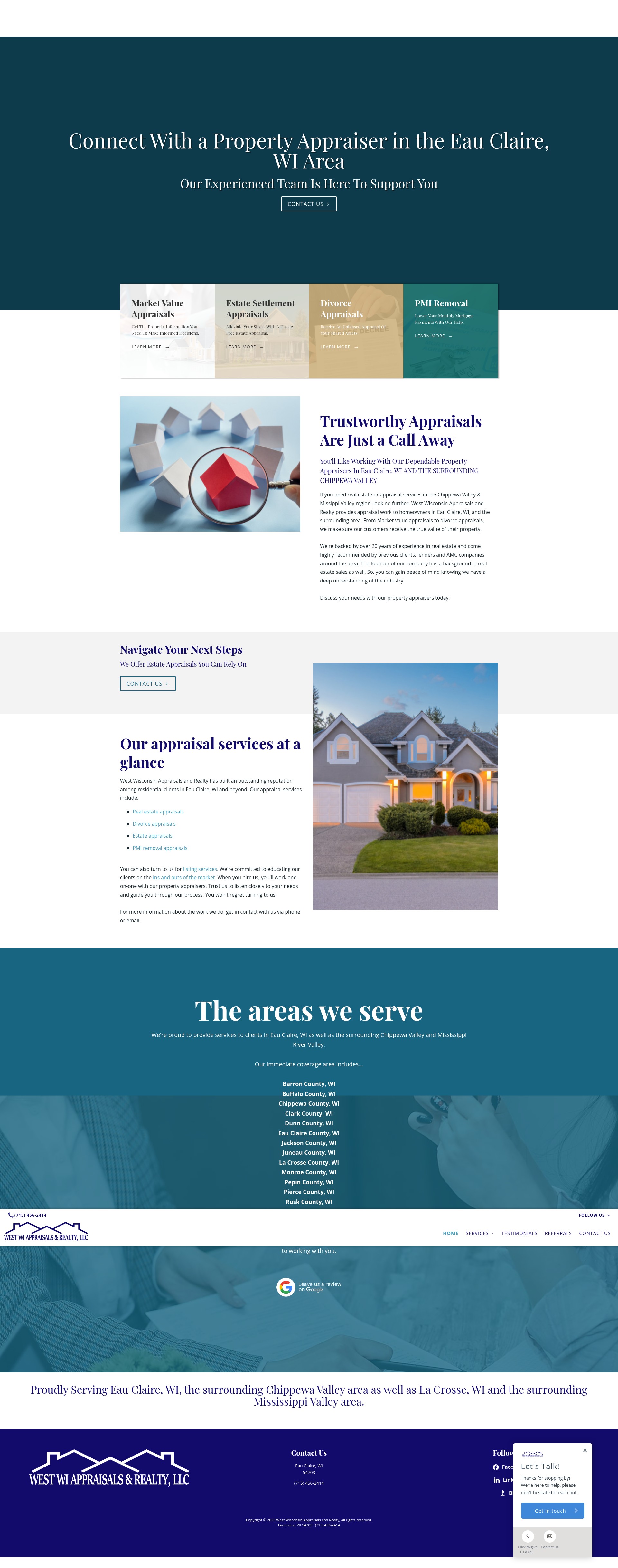 Screenshot of westwiappraisalsrealty.com