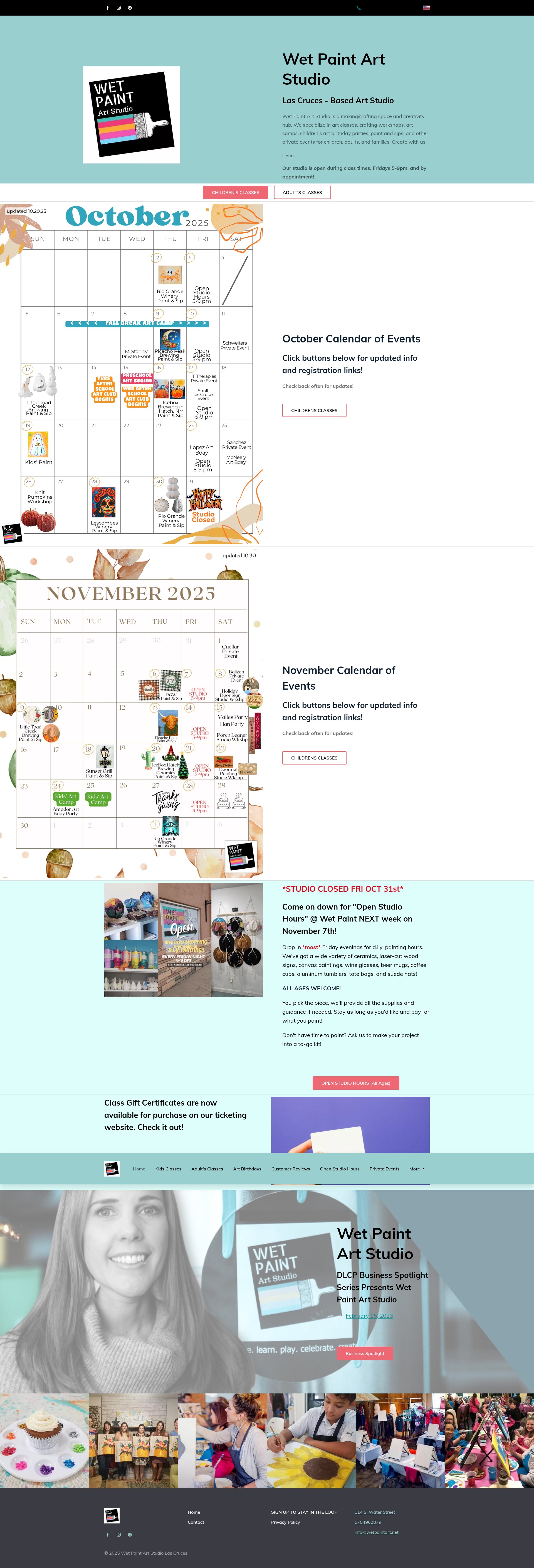 Screenshot of wetpaintartstudiolc.net
