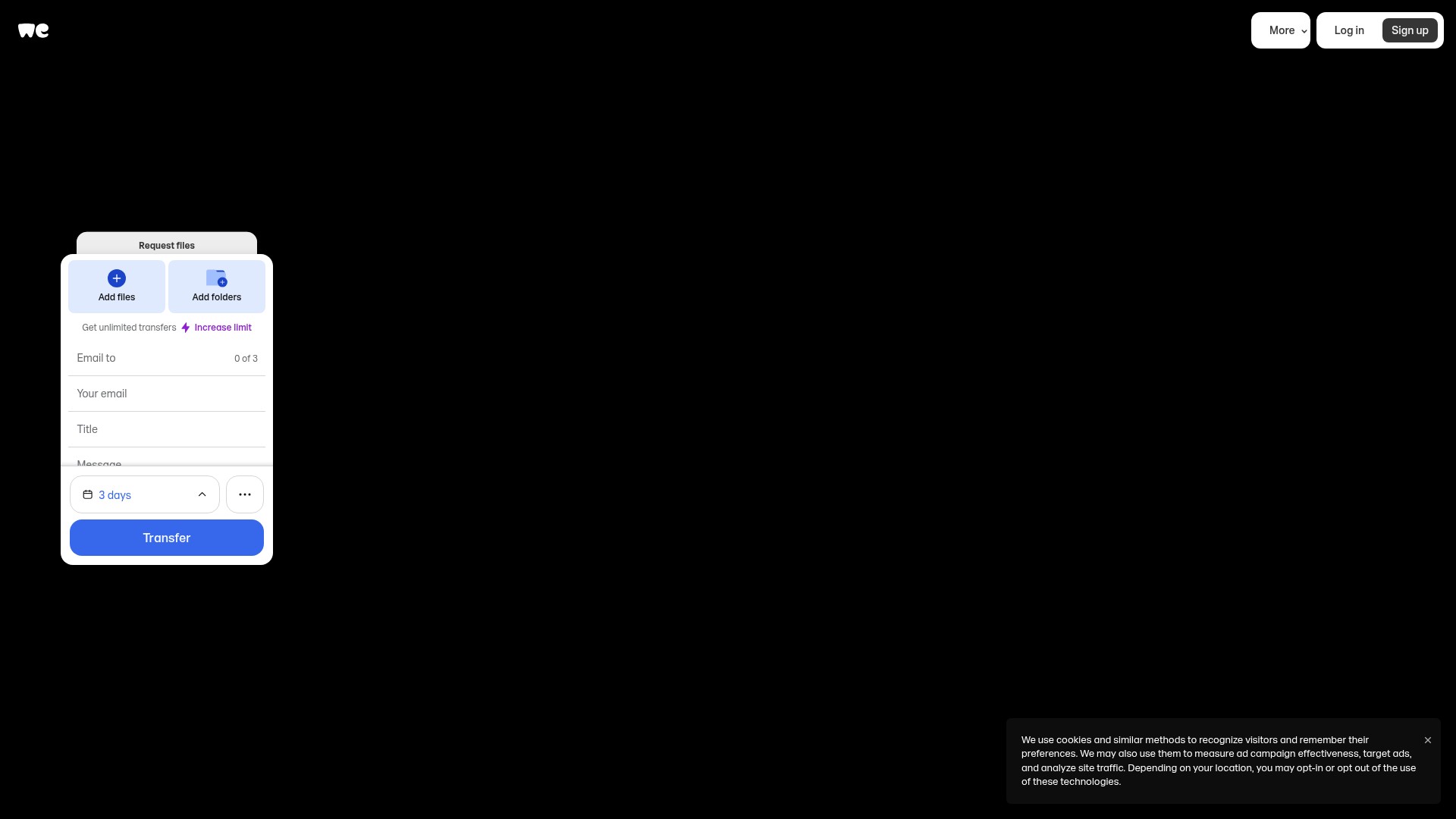 Screenshot of wetransfer.com