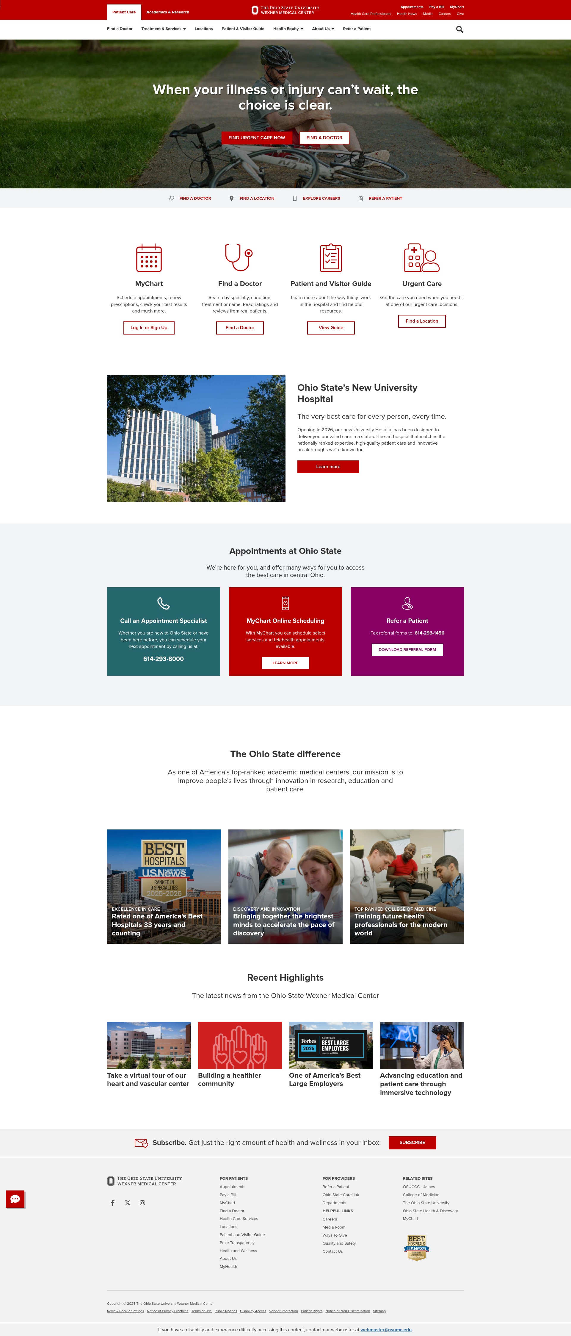 Screenshot of wexnermedical.osu.edu