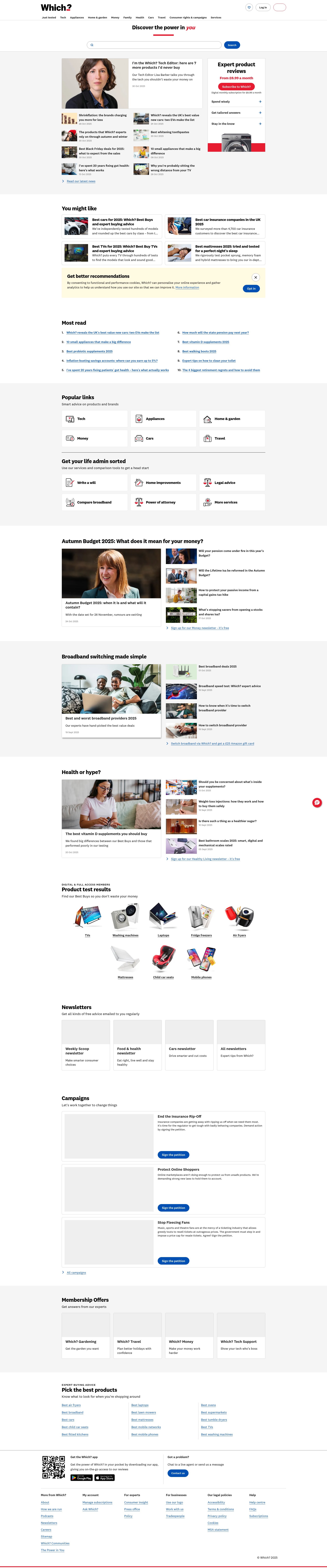 Screenshot of which.co.uk