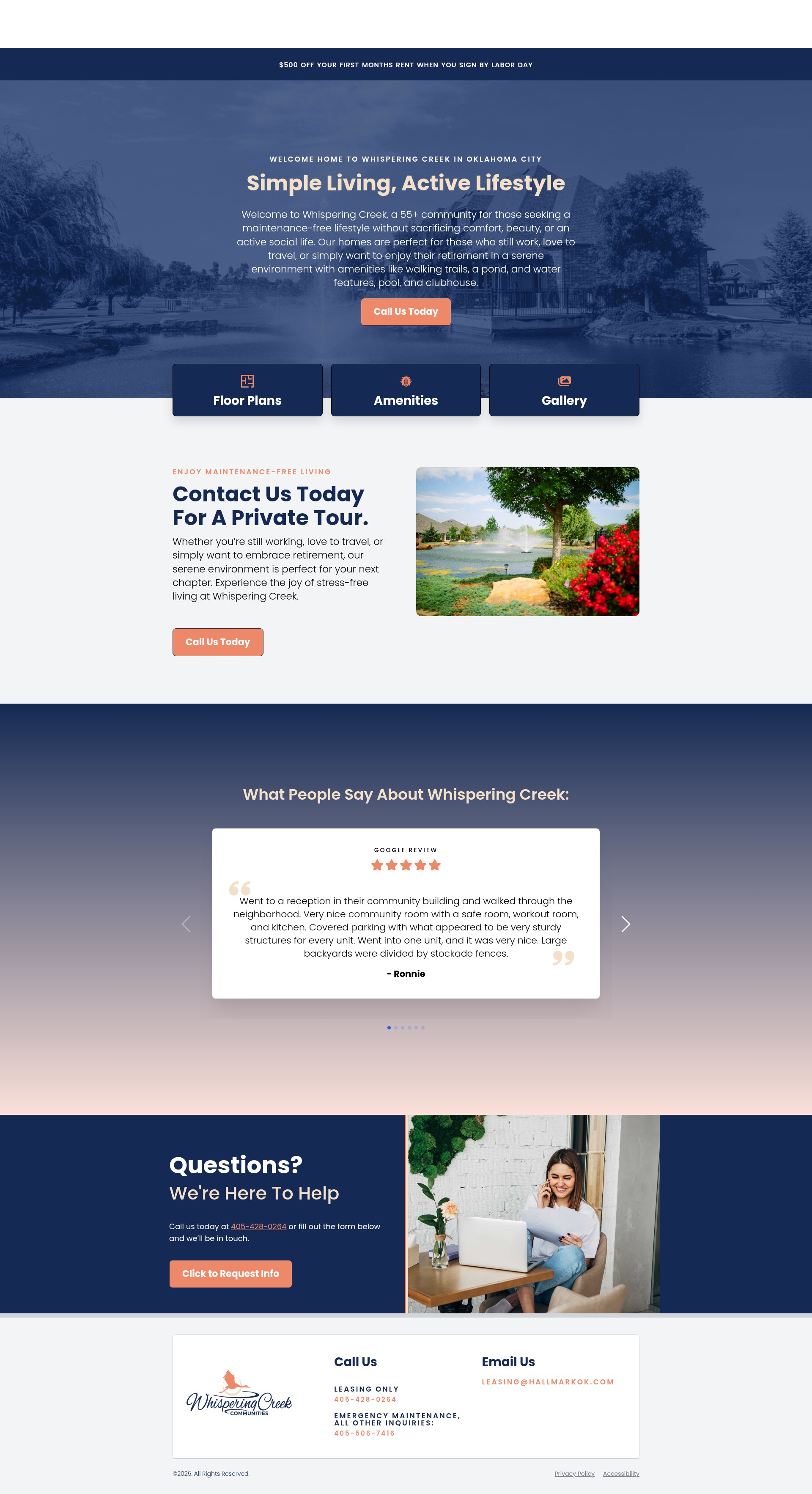 Screenshot of whisperingcreekcommunity.com