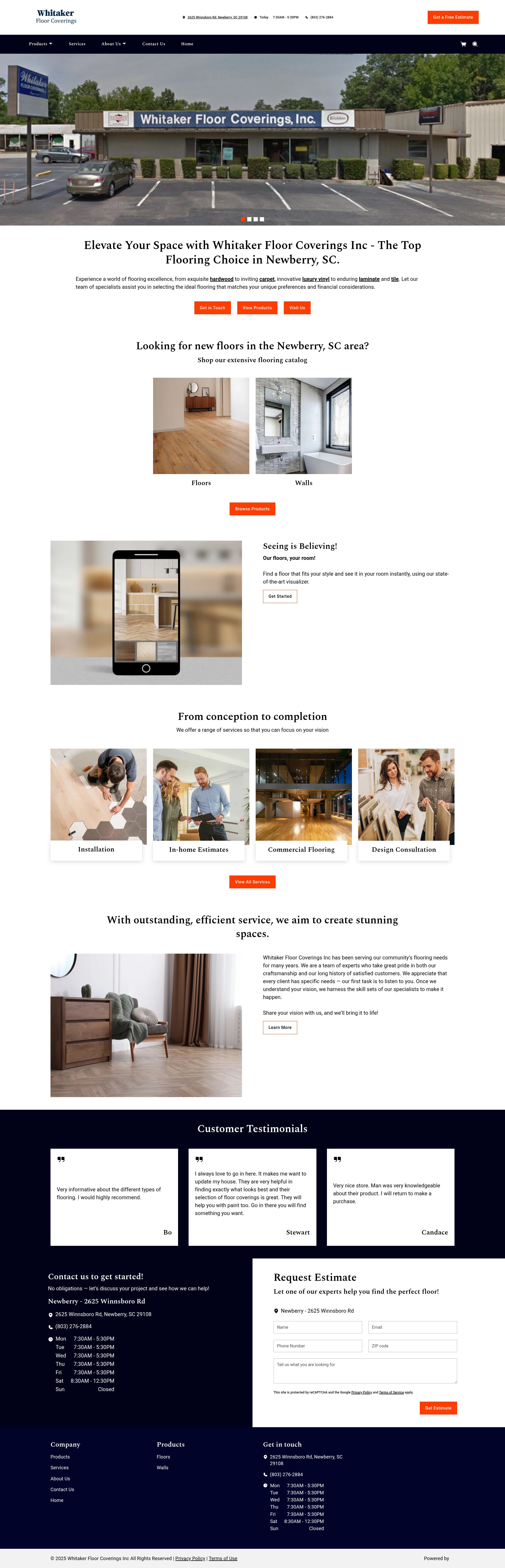 Screenshot of whitakerfloorcoverings.com
