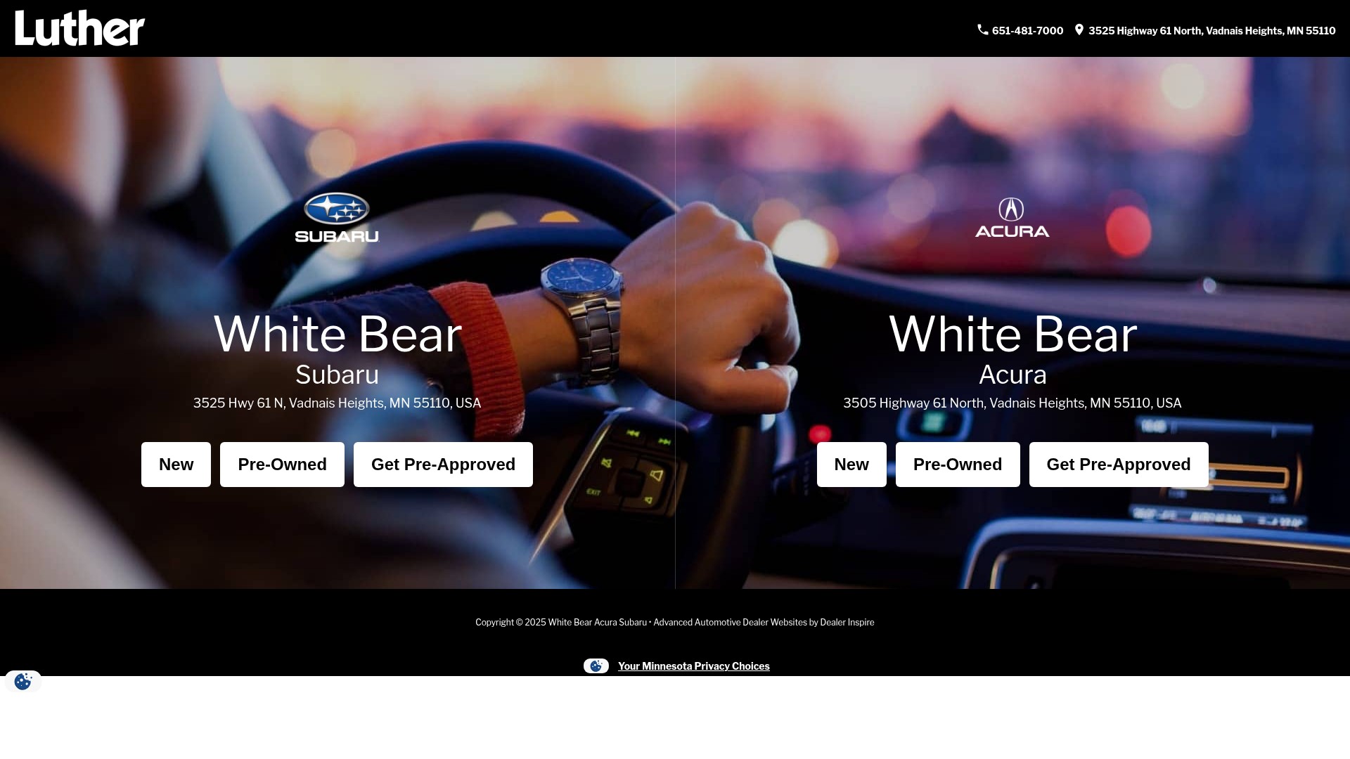 Screenshot of whitebearacurasubaru.com