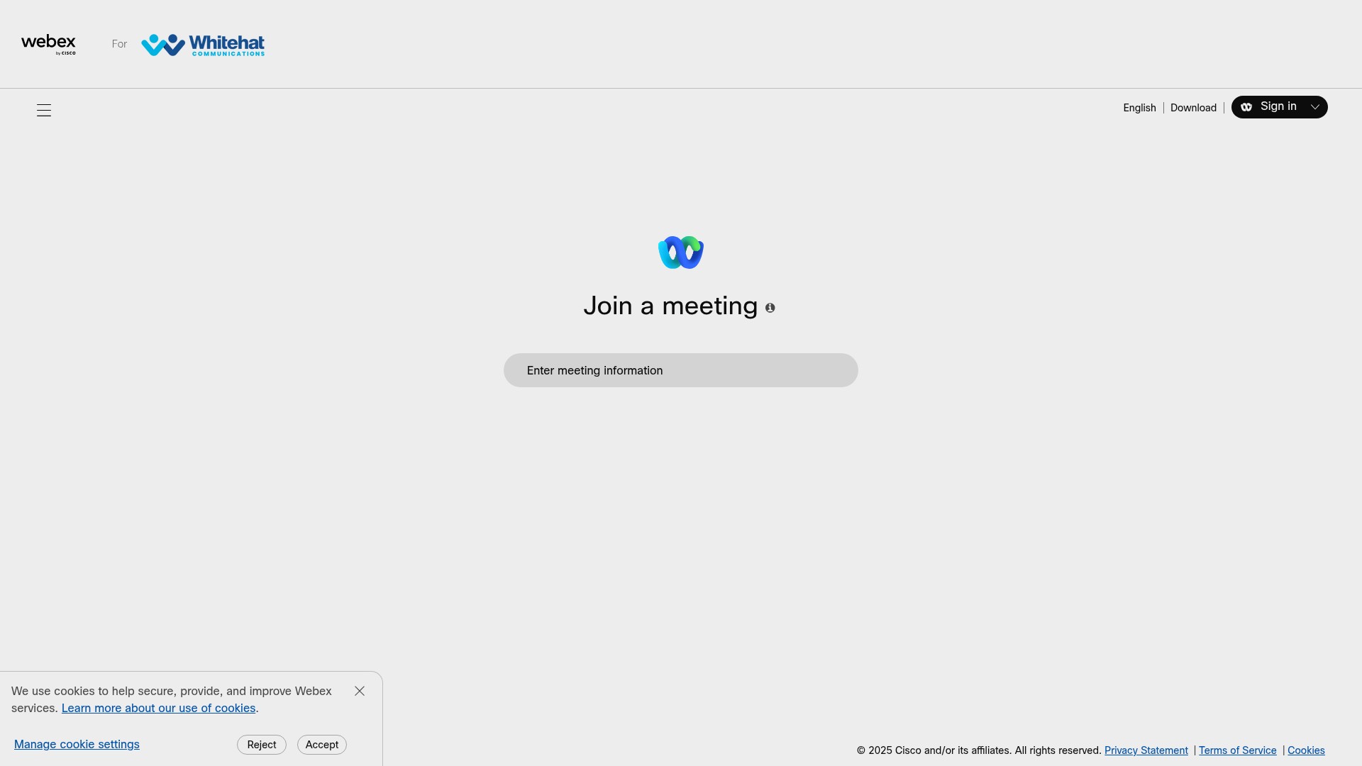 Screenshot of whitehatevents.webex.com