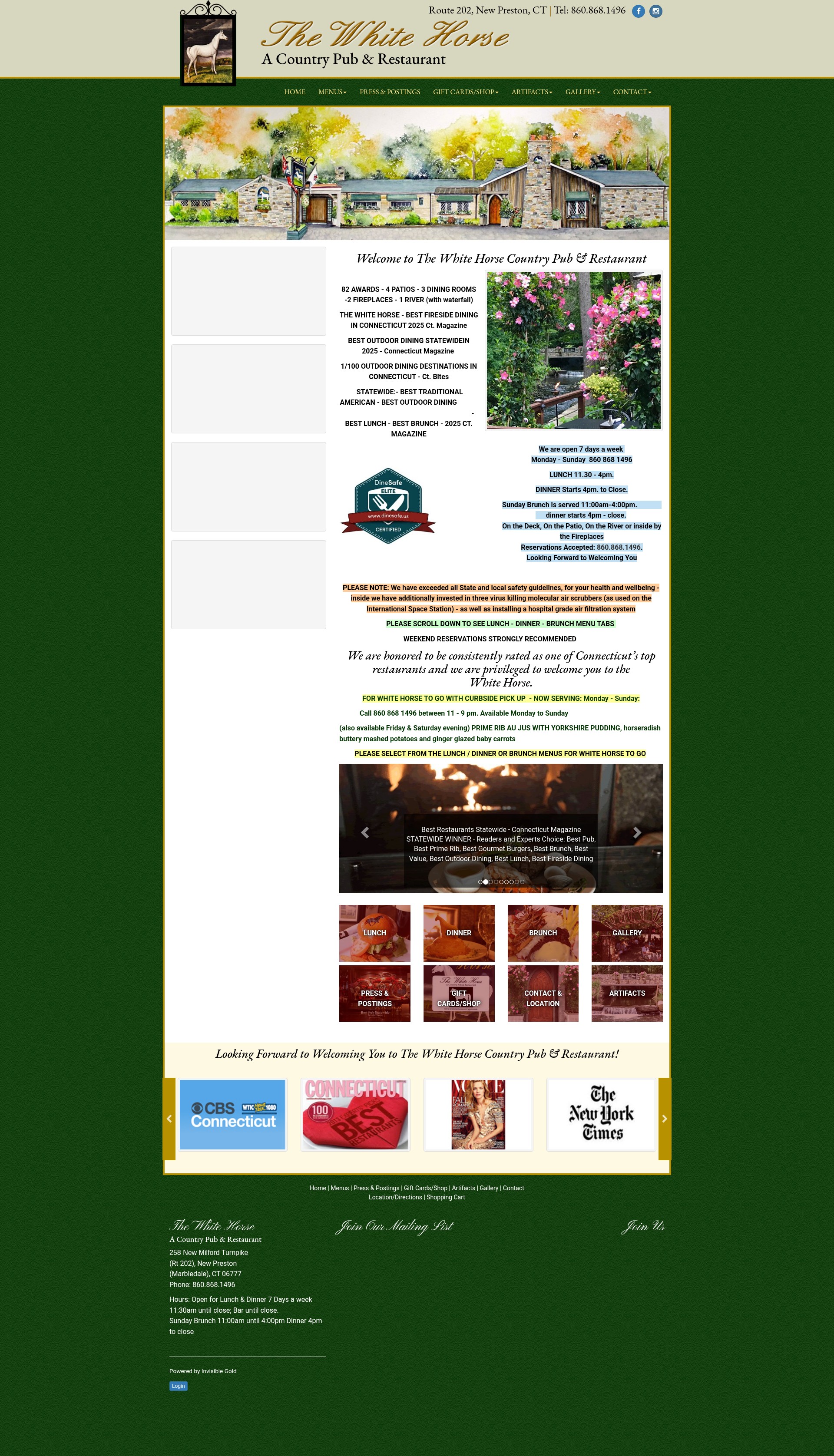 Screenshot of whitehorsecountrypub.com