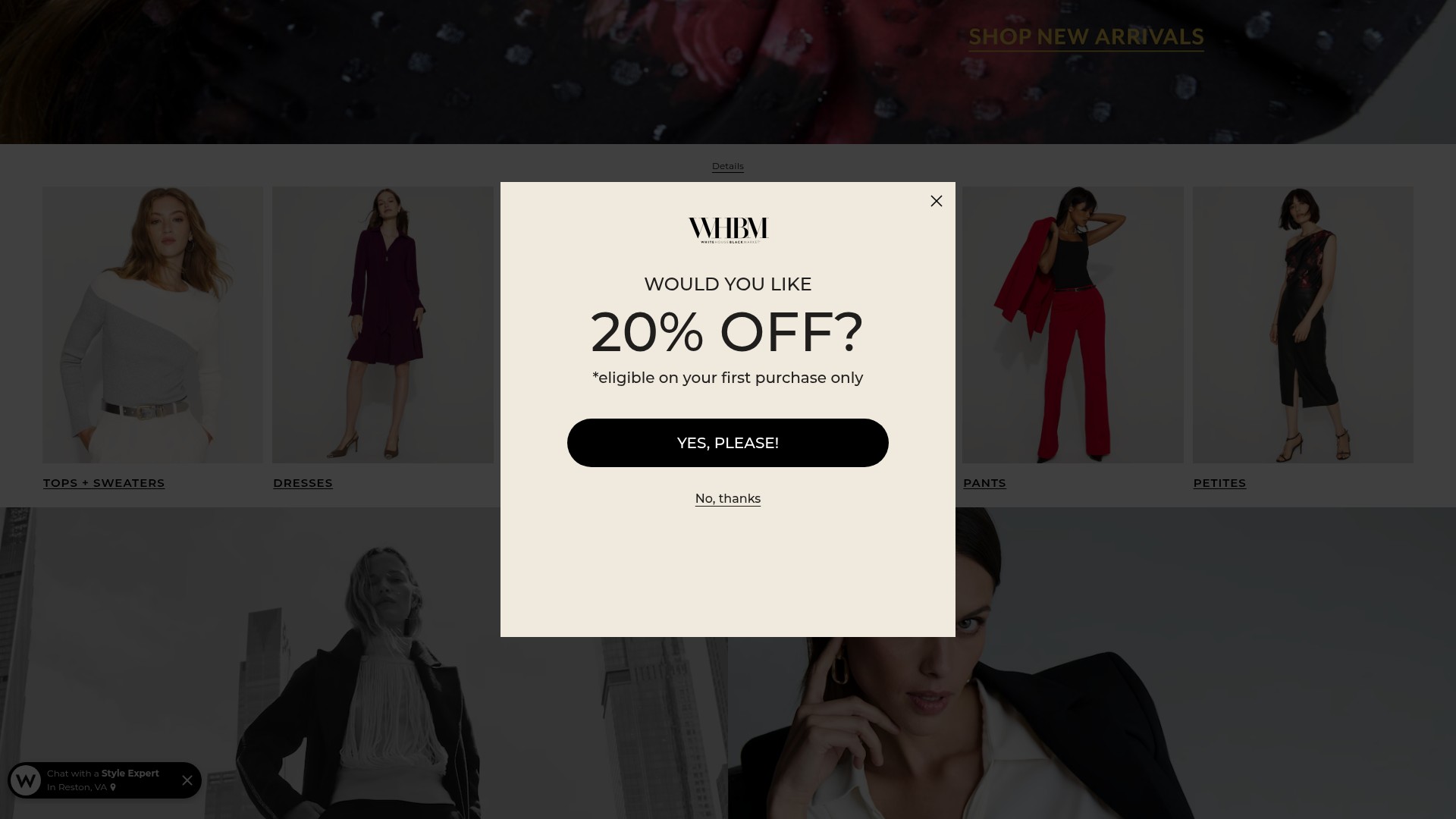 Screenshot of whitehouseblackmarket.com