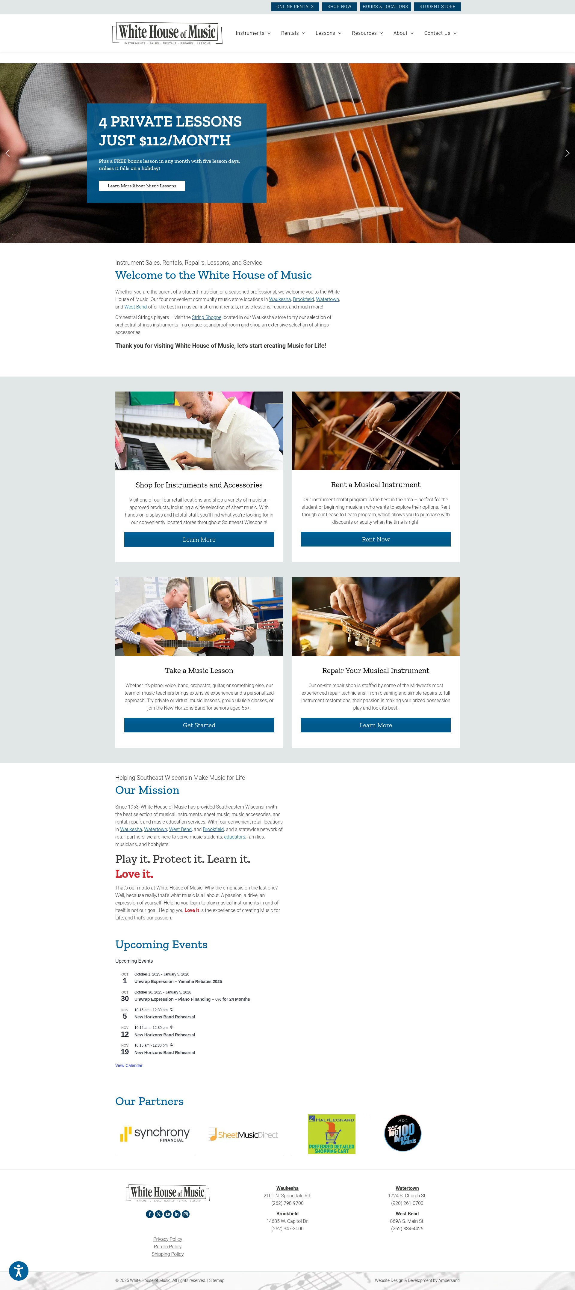 Screenshot of whitehouseofmusic.com