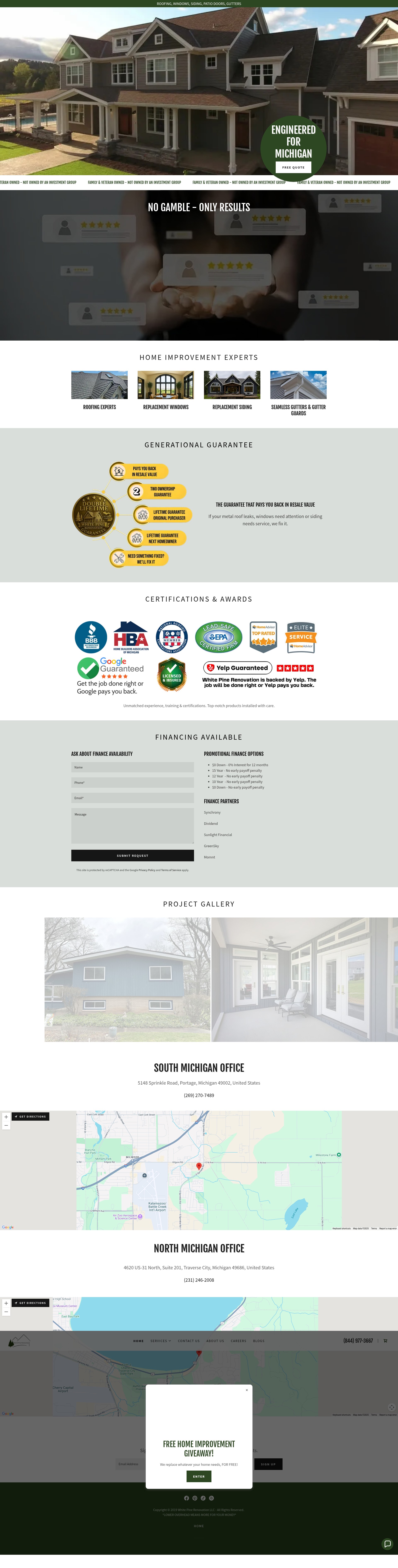 Screenshot of whitepinerenovation.com