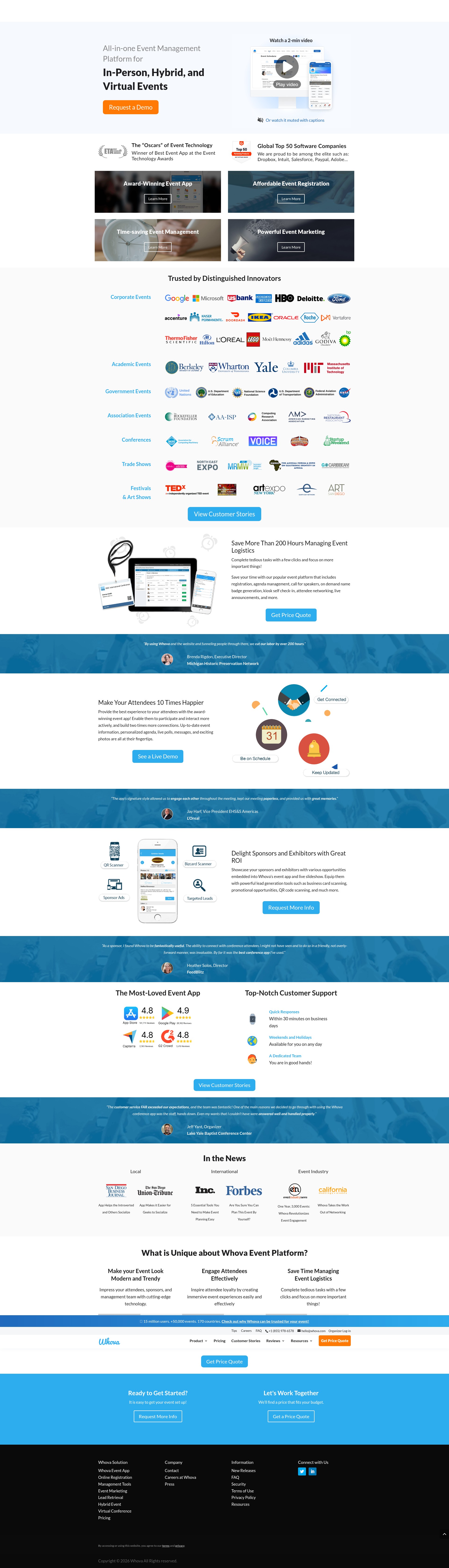 Screenshot of whova.com
