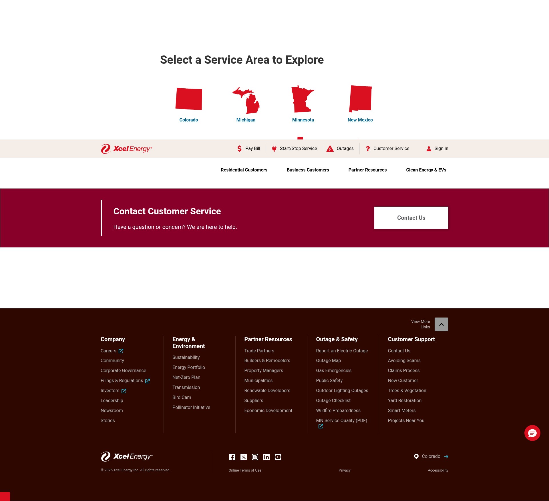 Screenshot of wi.my.xcelenergy.com