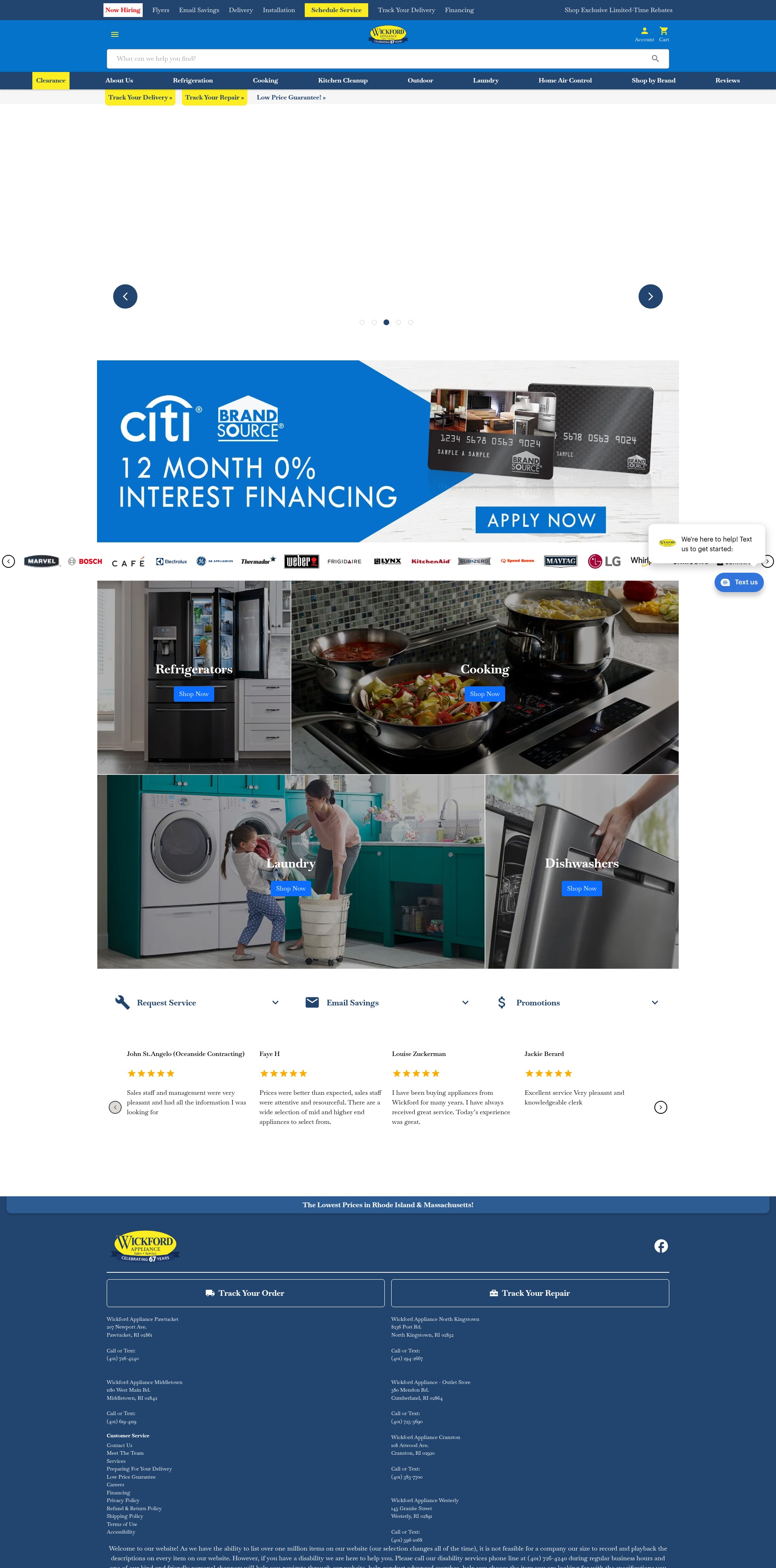Screenshot of wickfordappliance.com