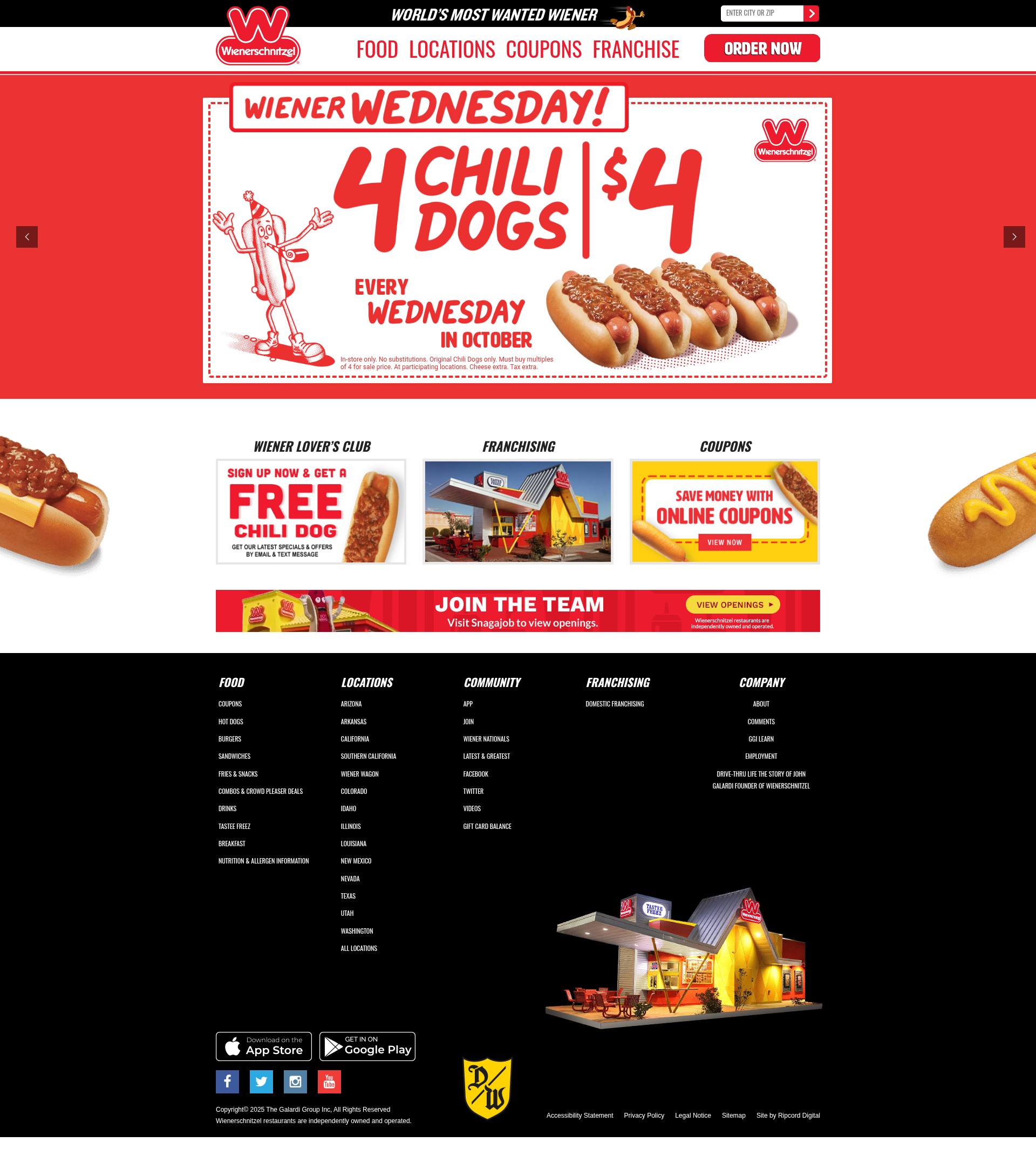 Screenshot of wienerschnitzel.com