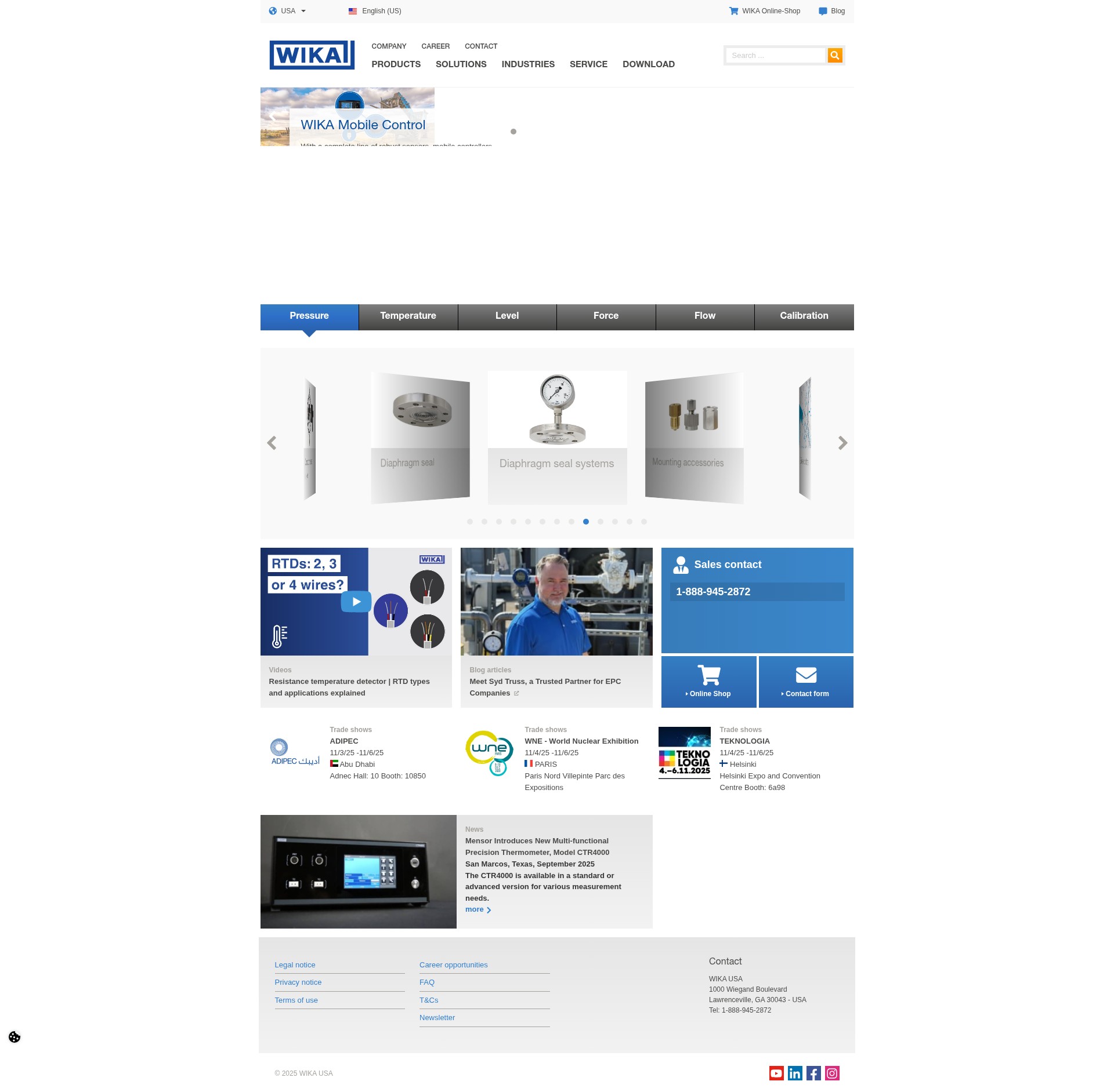 Screenshot of wika.us