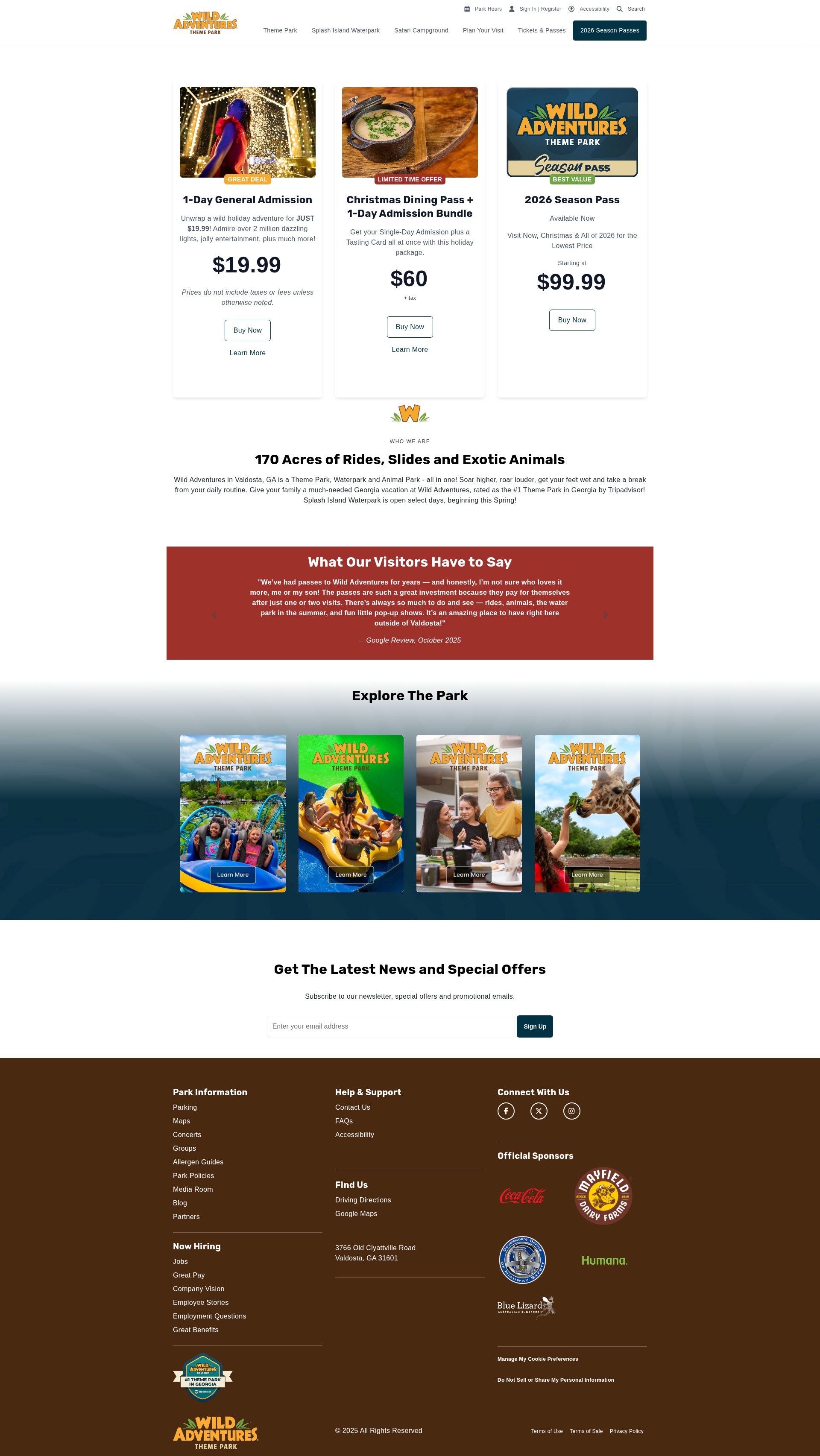 Screenshot of wildadventures.com