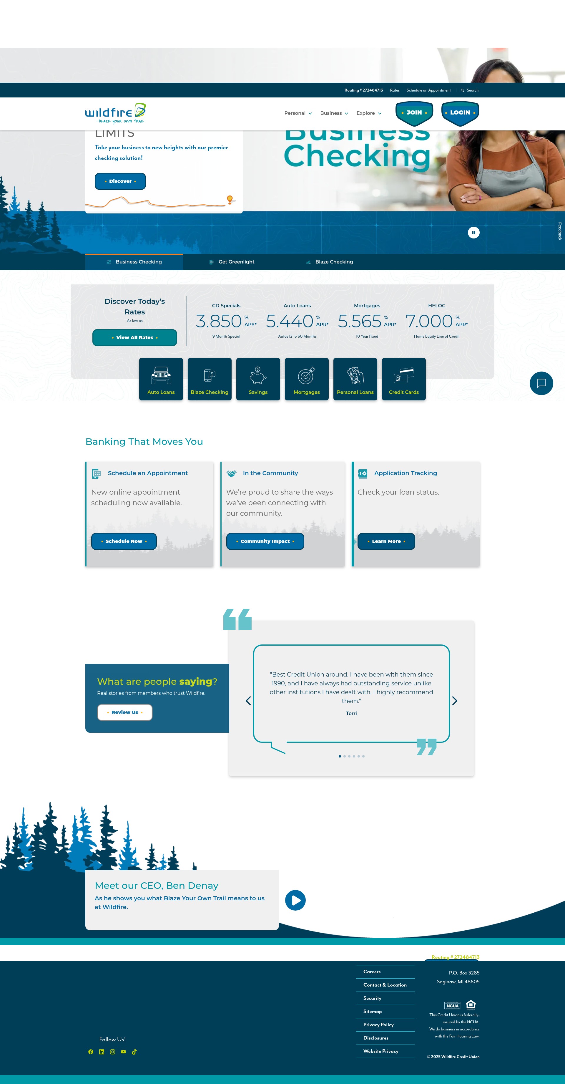Screenshot of wildfirecu.org