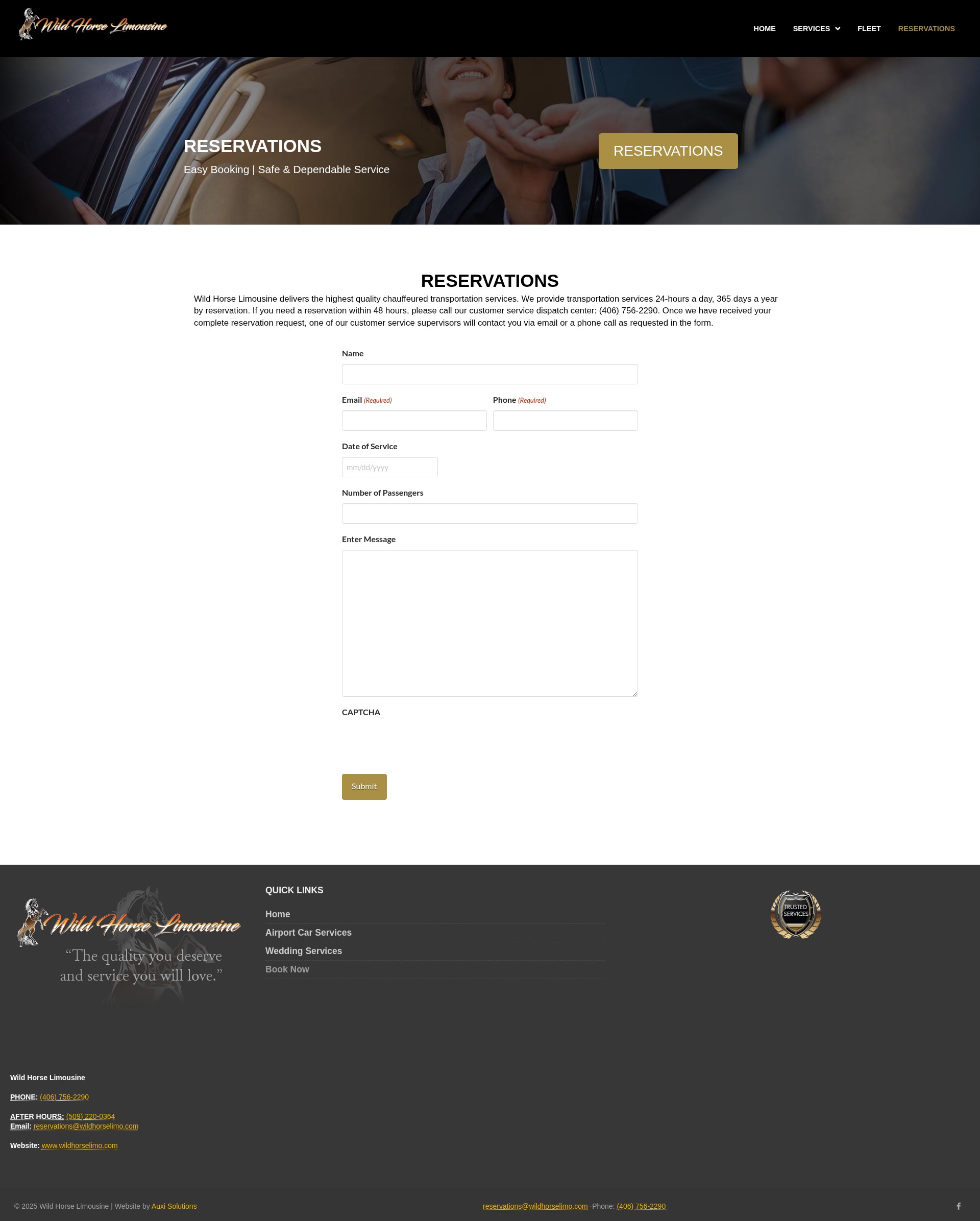Screenshot of wildhorselimo.com