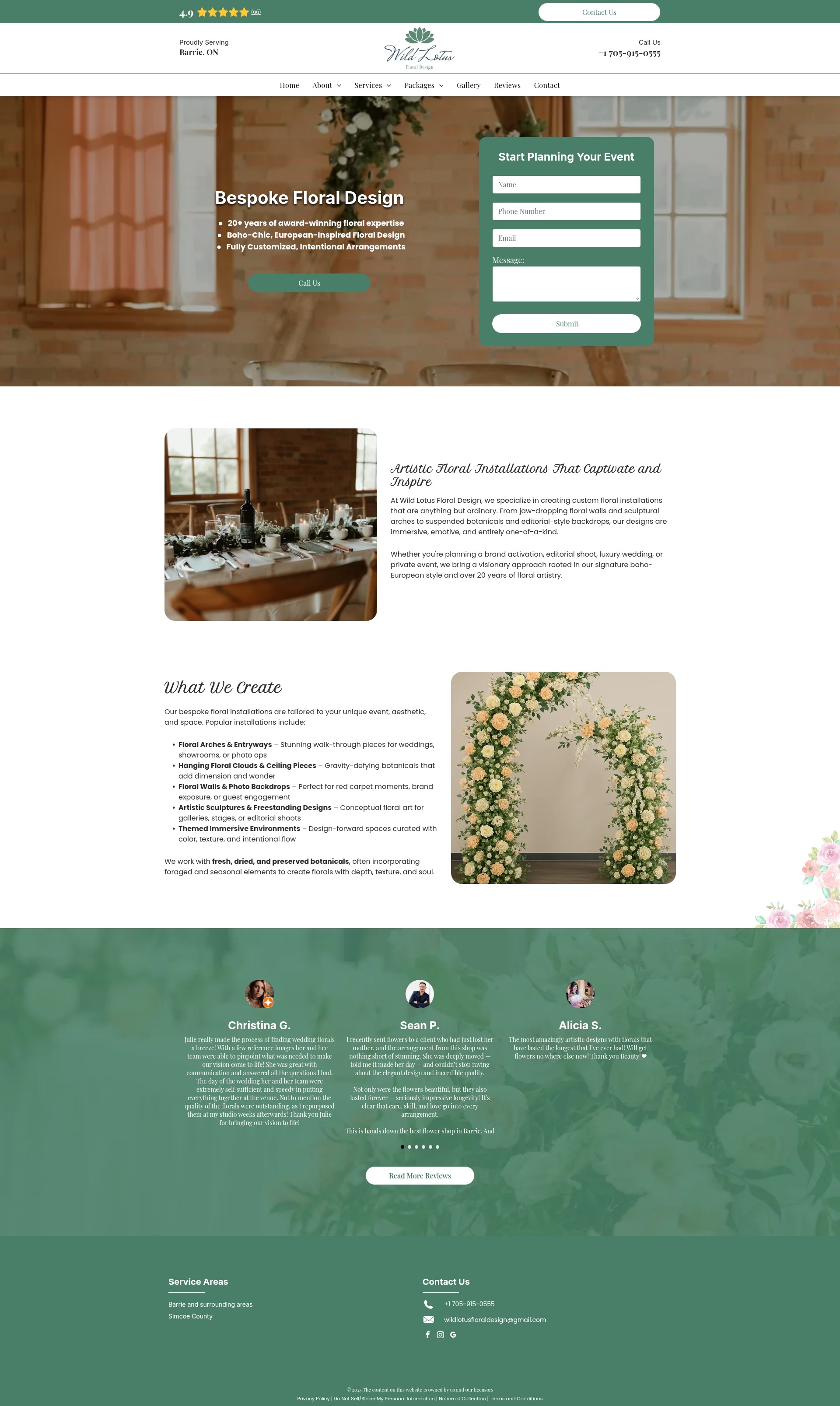Screenshot of wildlotusfloraldesign.ca
