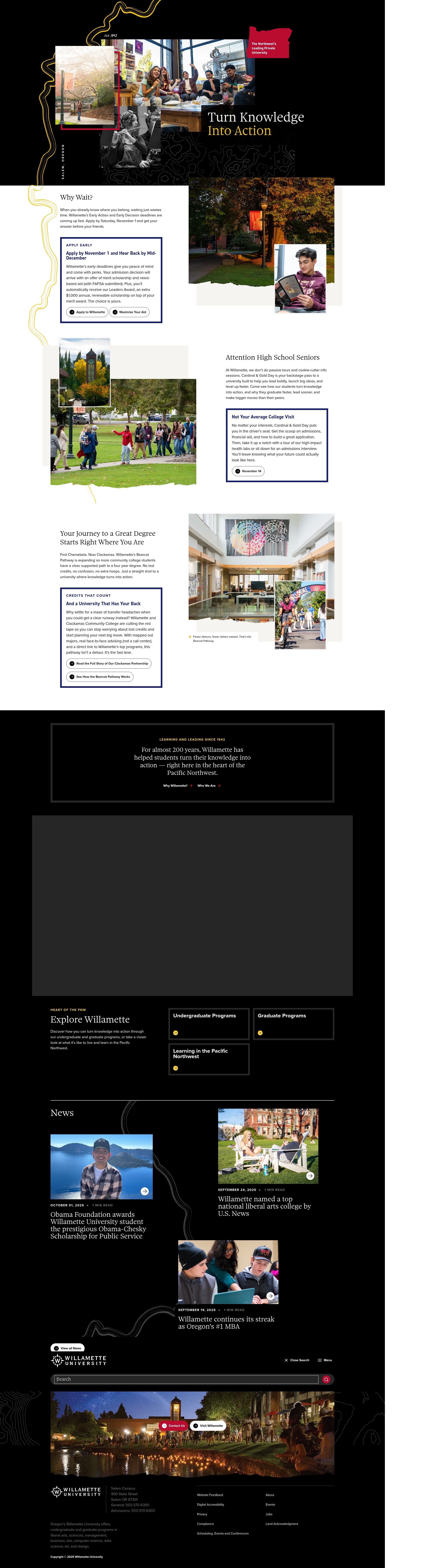 Screenshot of willamette.edu