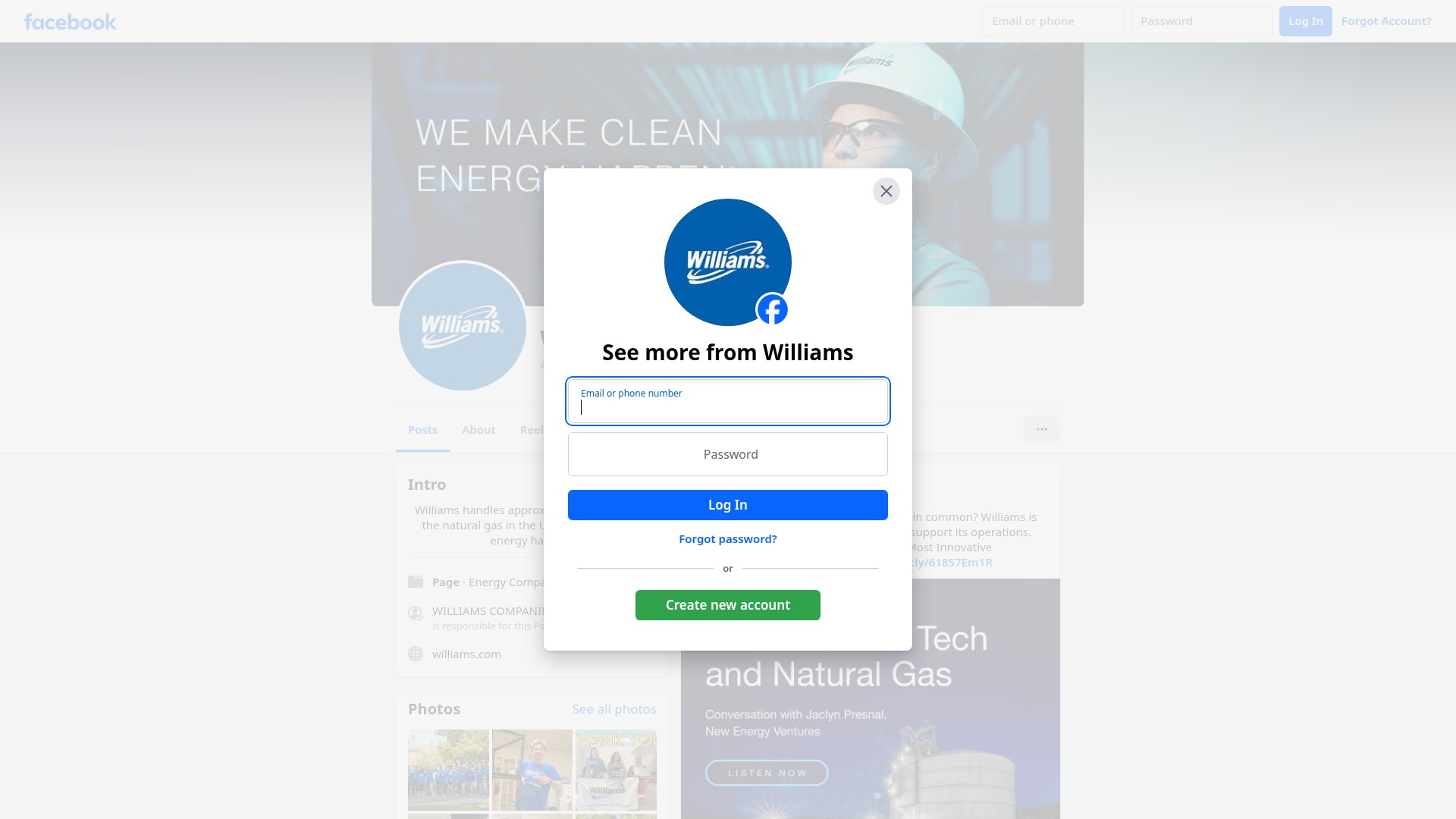 Screenshot of williams.com