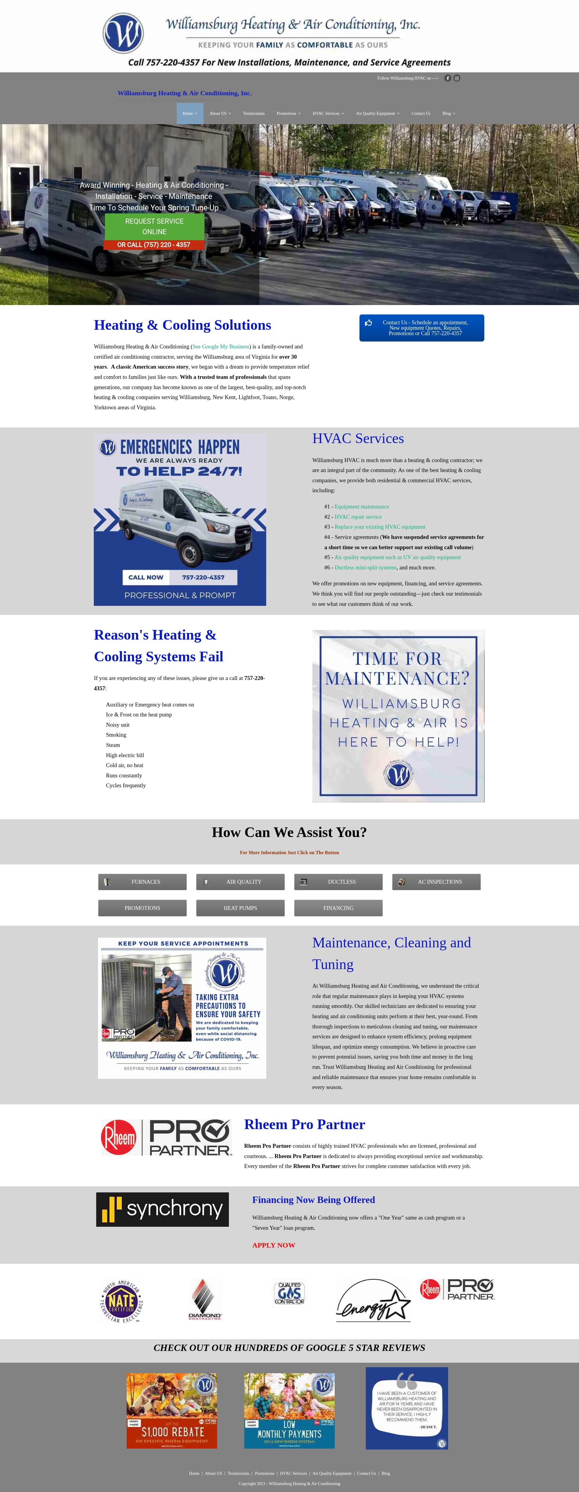 Screenshot of williamsburghvac.com