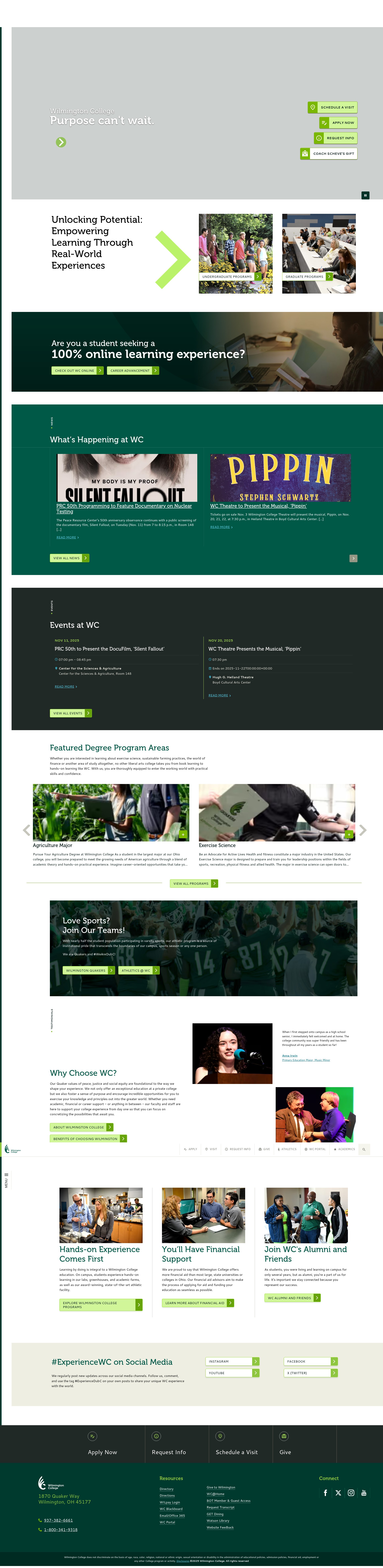 Screenshot of wilmington.edu
